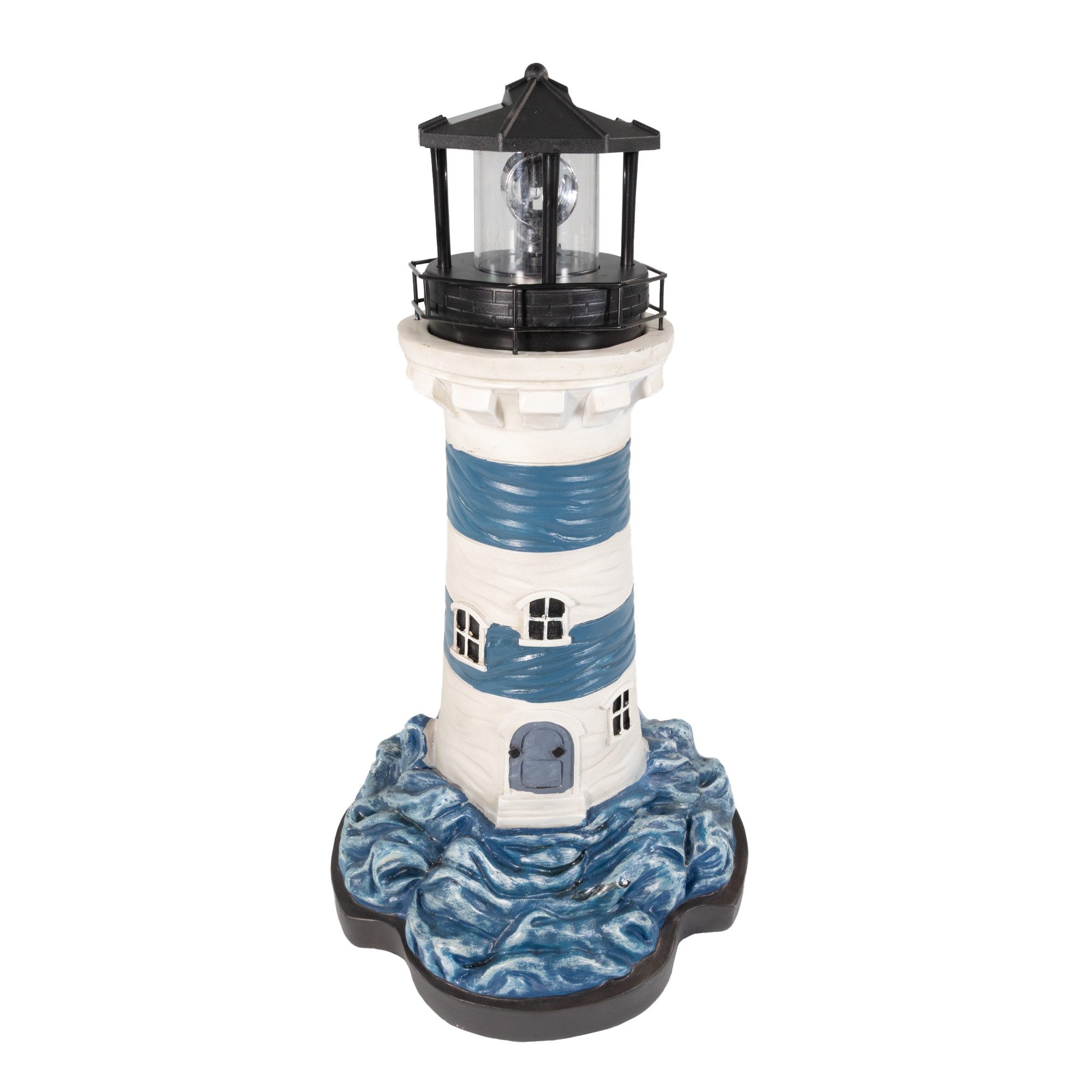 LED-Dekofigur Leuchtturm mit rotierendem LED-Leuchtfeuer 43 cm hoch, solar