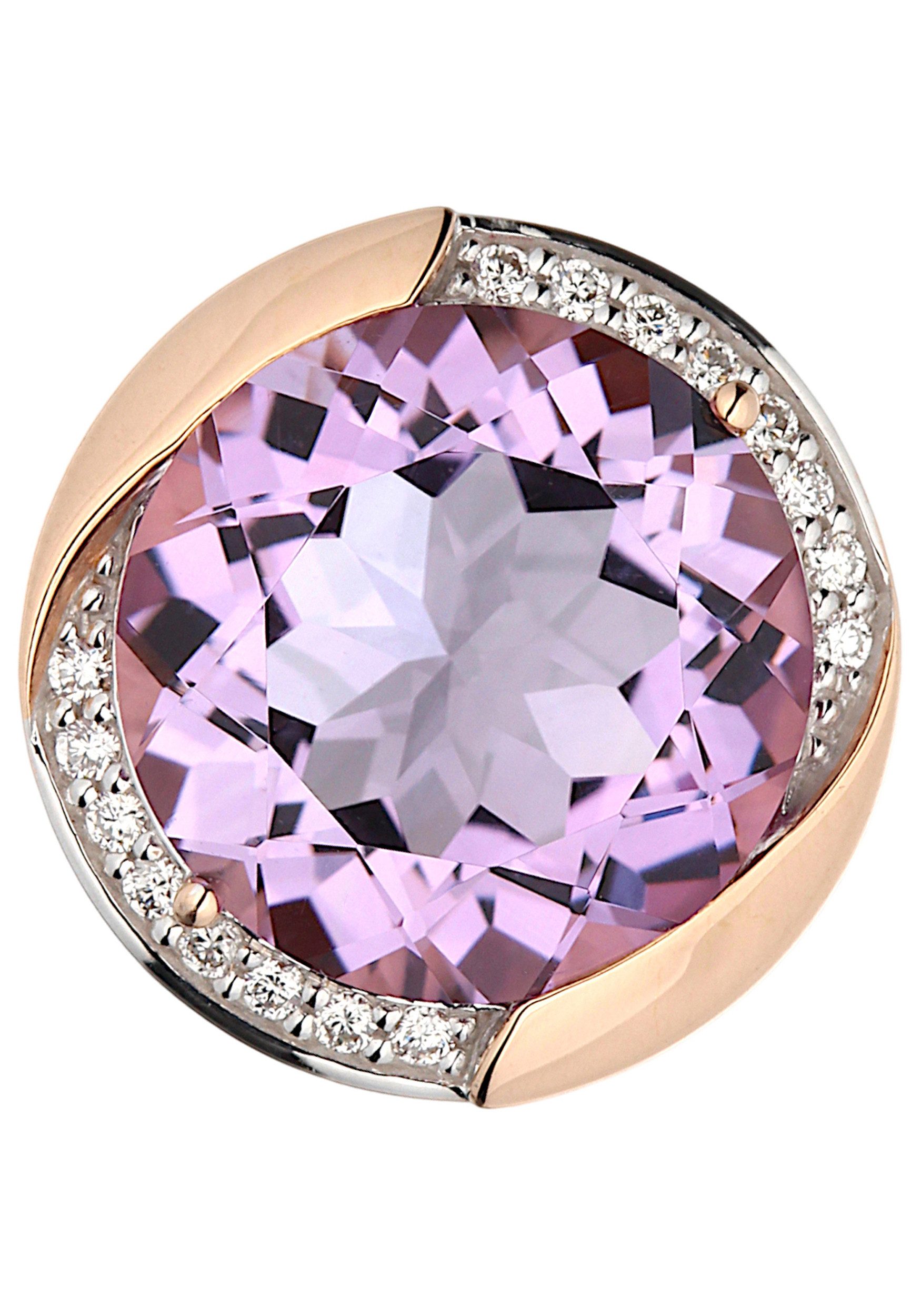 Kettenanhänger Anhänger mit Amethyst und 16 Diamanten