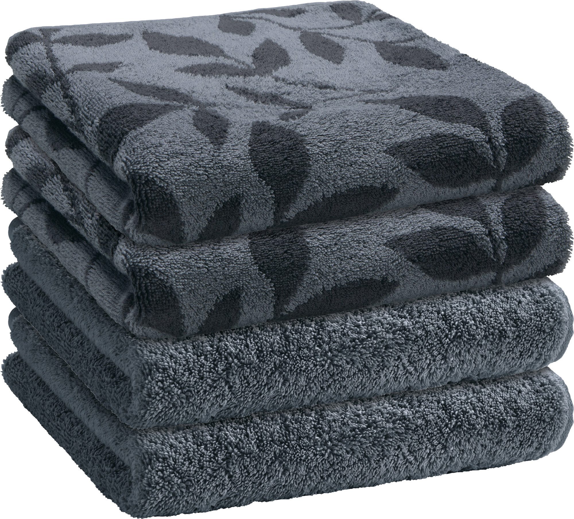 Erwin Müller Handtuch Set Handtuch "Kronau" 4er-Pack, Frottier/Jacquard, Walk-Frottier Uni/gemustert