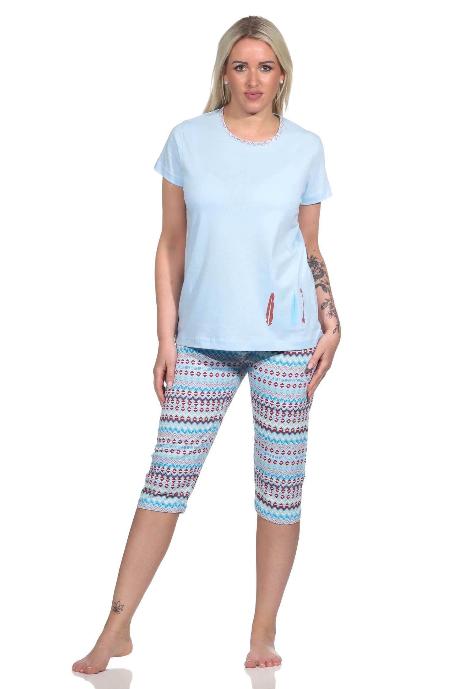 Normann Damen Pyjama-Set Lang Mit Floralem Muster – Weicher Schlafanzug Aus Baumwolle/Polyester