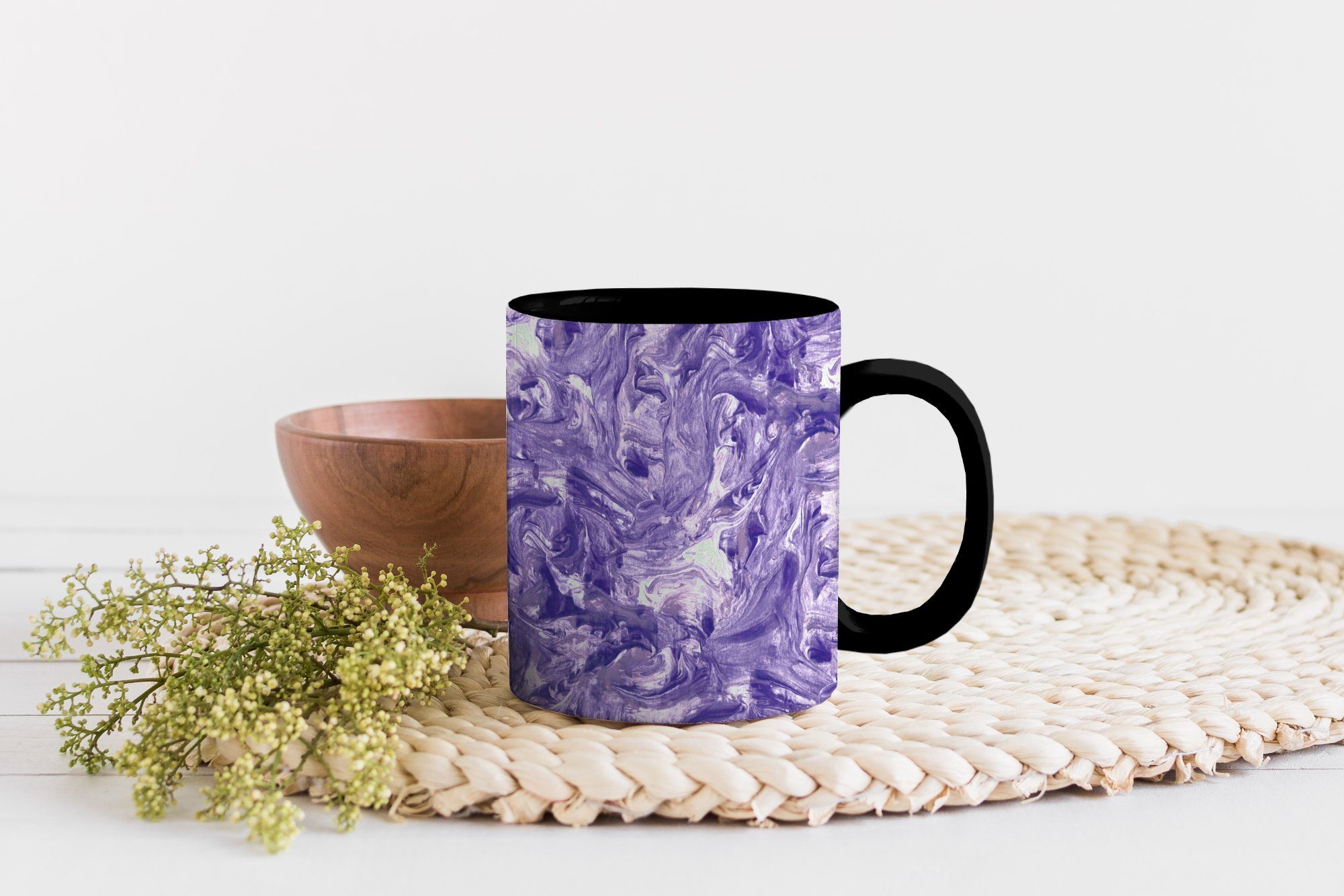 Geschenk MuchoWow - Kaffeetassen, Teetasse, Tasse Keramik, Muster, - Farbwechsel, Marmor Violett Zaubertasse,