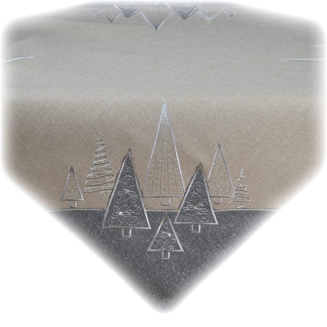 texpot Tischdecke Tischläufer Stickerei Tannenbäume Winter Weihnachten Deko (1-tlg)