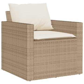 vidaXL Gartenlounge-Set 4-tlg. Garten-Sofagarnitur mit Kissen Beige Poly Rattan, (1-tlg)