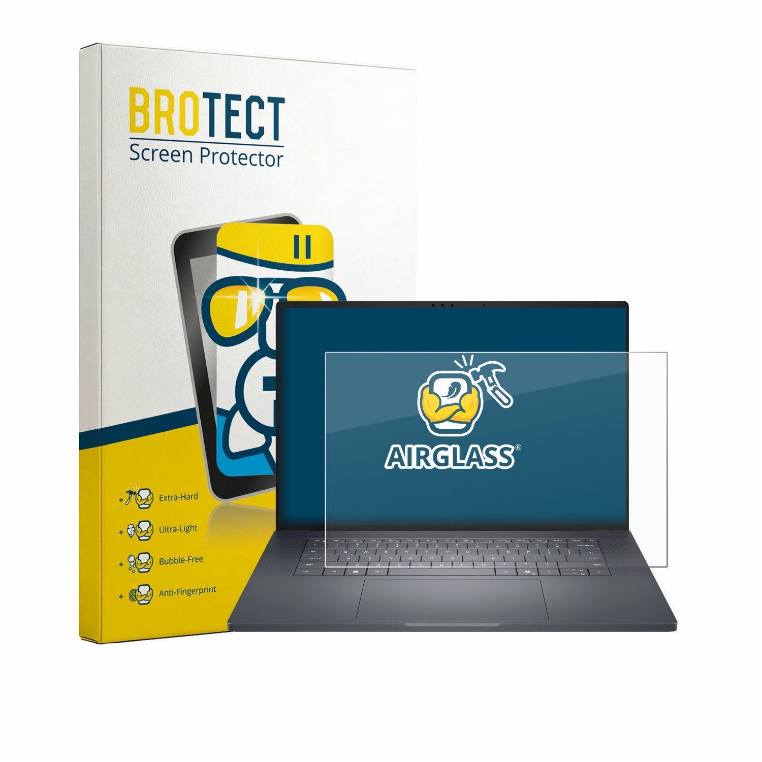 BROTECT Displayschutzglas Folie für Dell Pro Precision 7 Series 16, Schutzfolie Glas Panzer Display Schutz klar