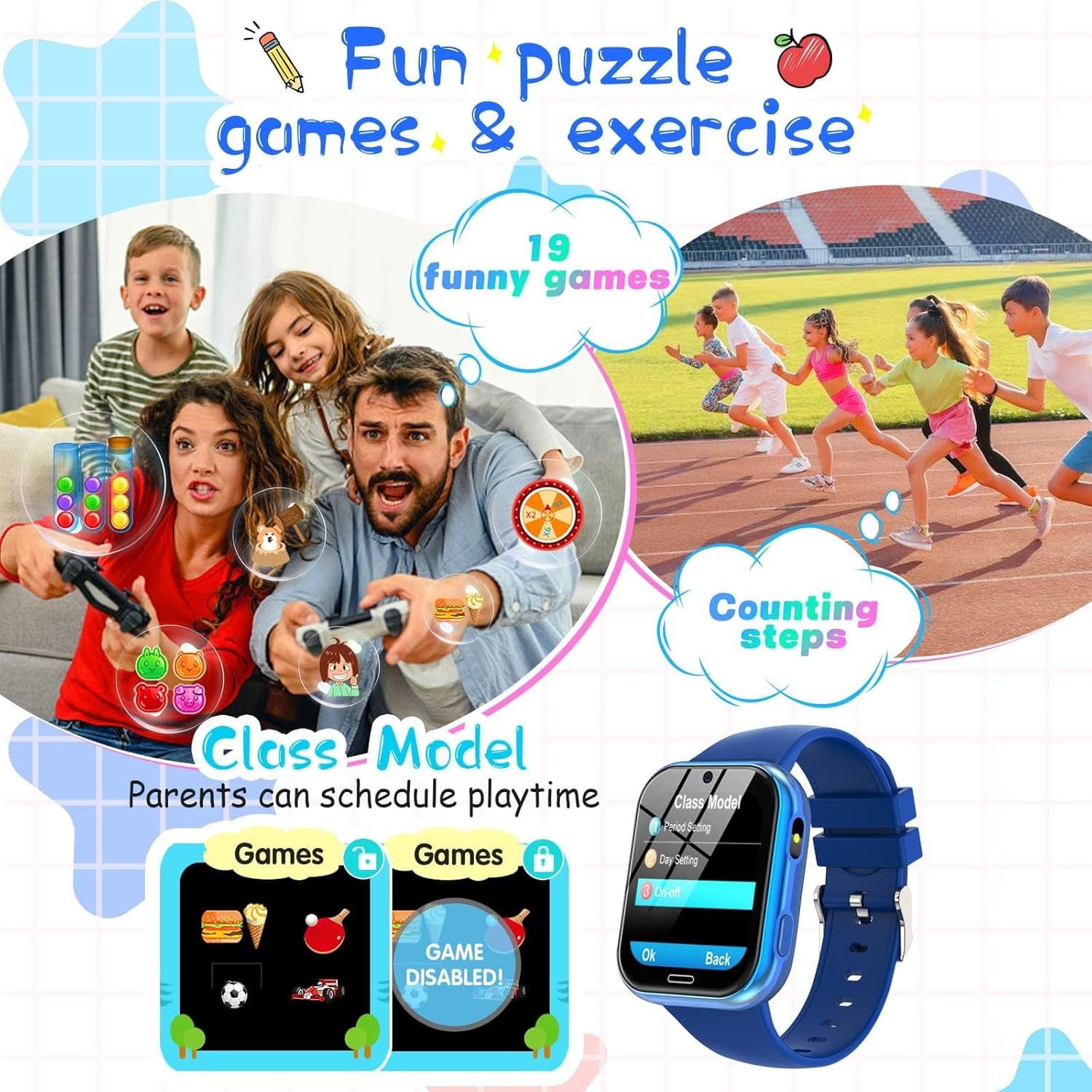 CATGIFF X53 Smartwatch (2,5 cm, sim-karte), Kinder Smartwatch mit