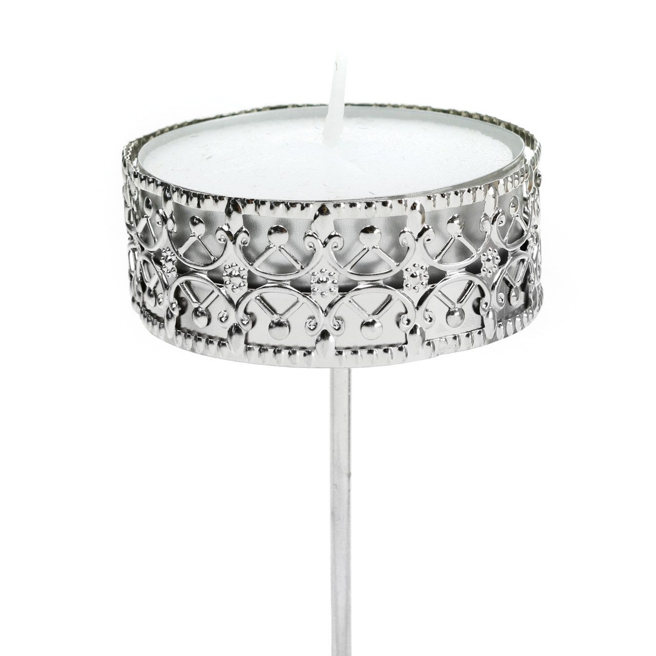 Florists Products Kerzenhalter Filigraner Kerzenhalter Stecker Antik-Optik Silber Ø6,4cm, 4 Stück
