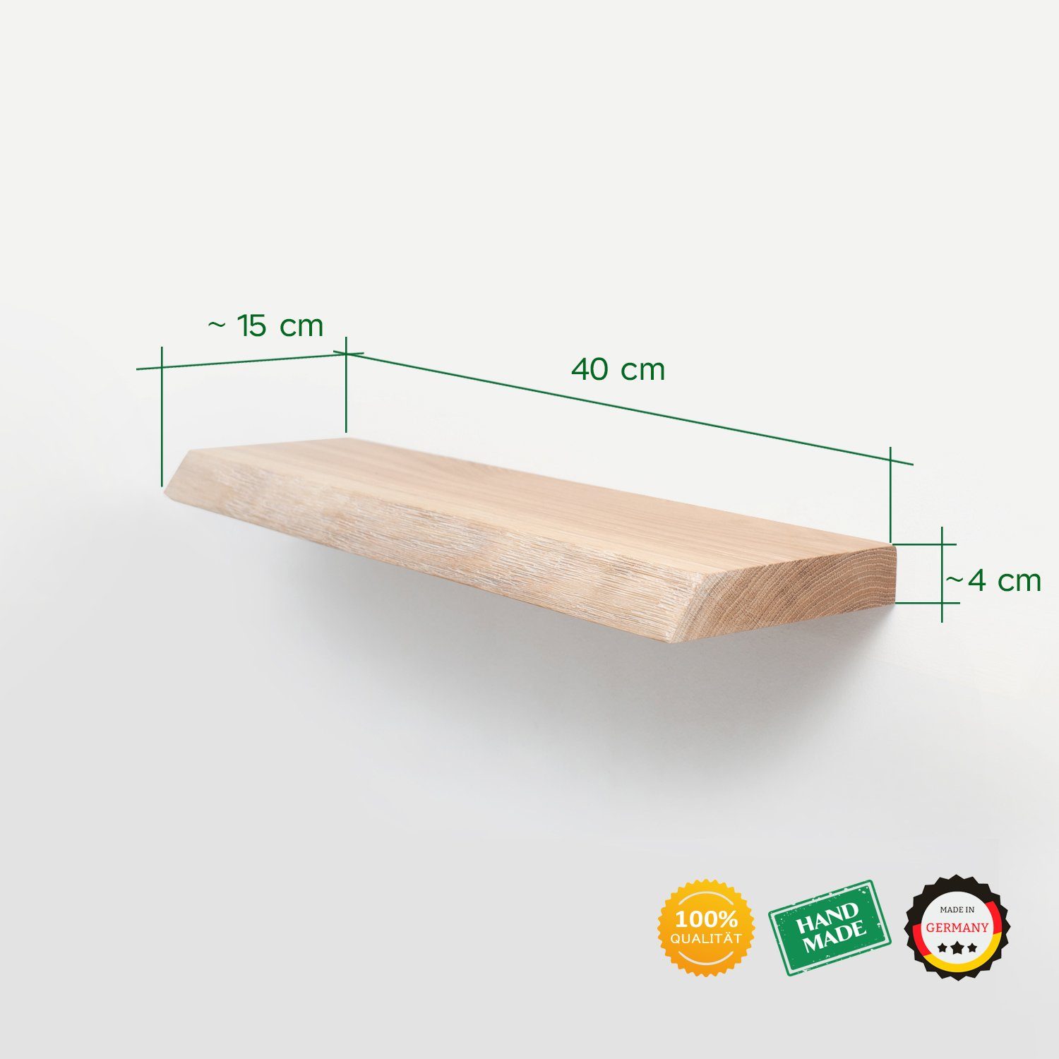 Wandregal Handgefertigtes Natur LEO Baumkante Regal Eiche - mit Holz II Rikmani massiv