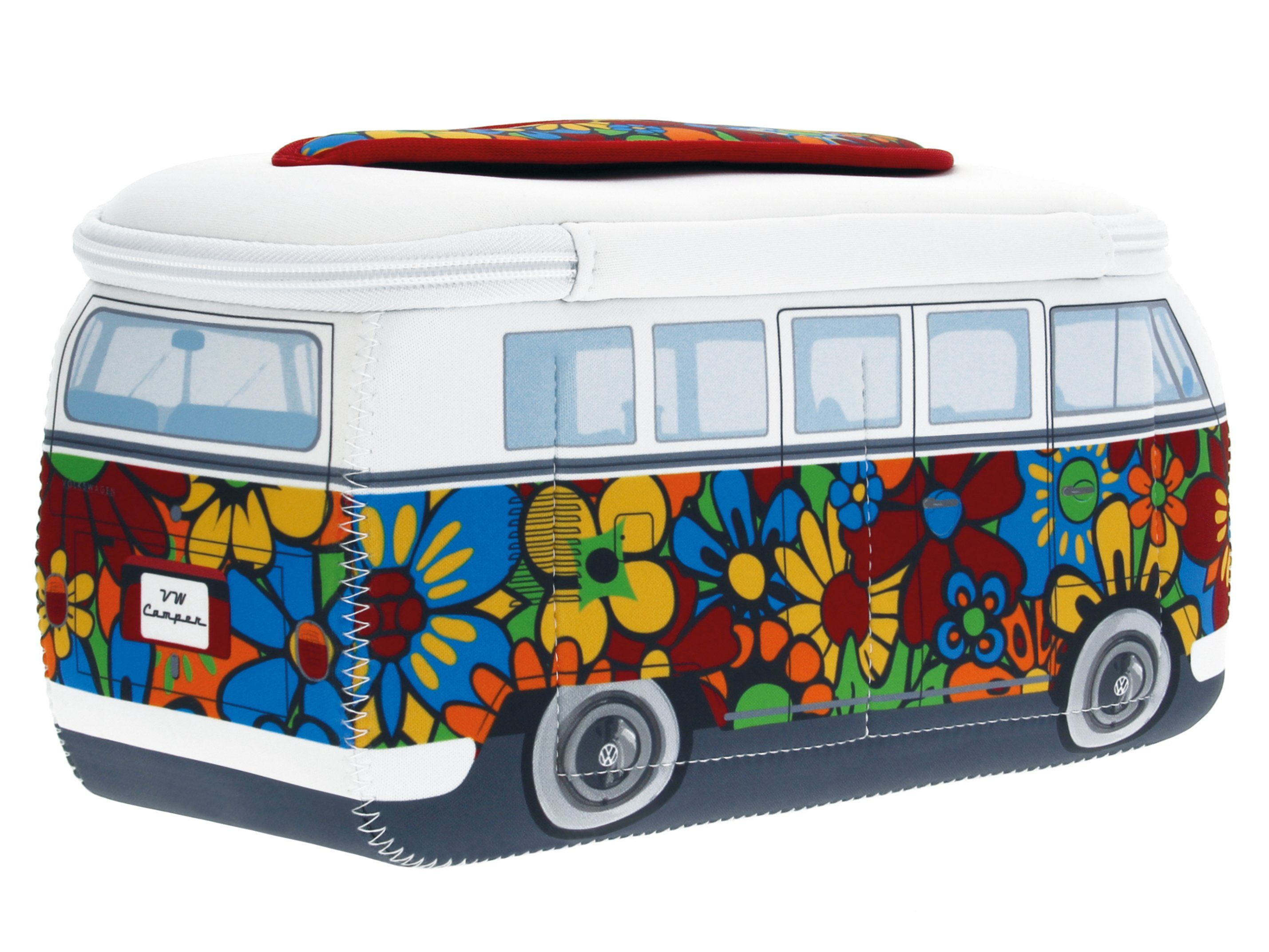 VW Collection by BRISA Kulturbeutel Volkswagen Neopren Schminktasche, Reisebeutel, funktionale Kosmetiktasche im T1 Bulli Bus Design, 23x11x8 cm
