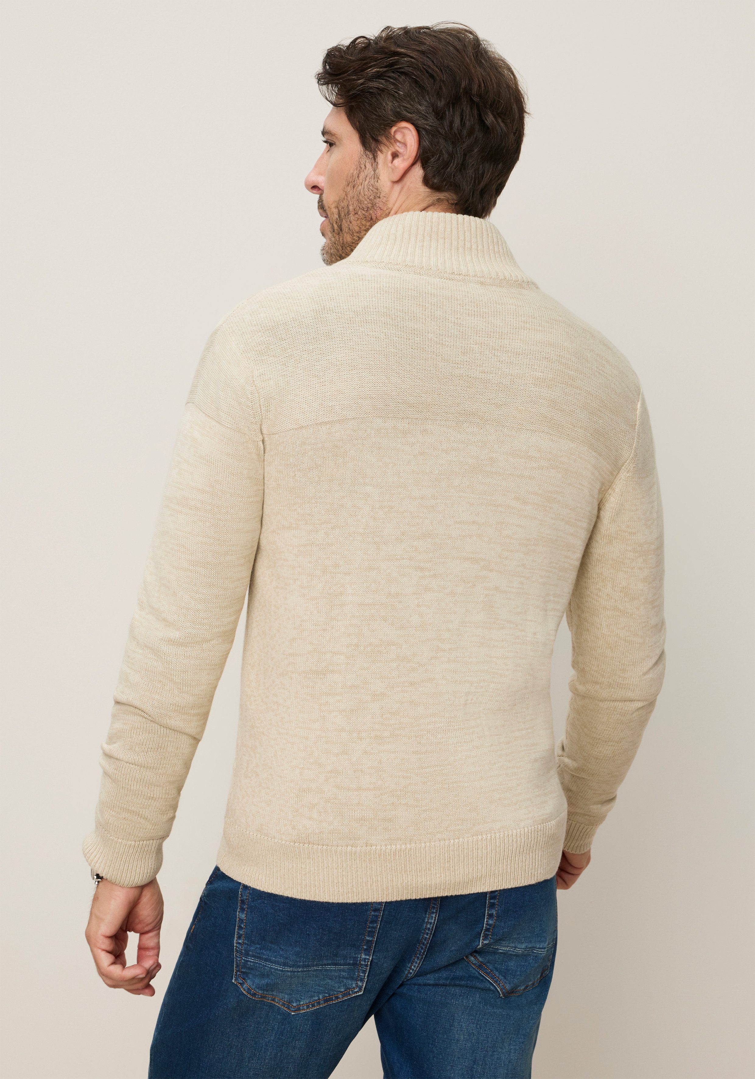 Man's World Strickjacke Neue Kollektion! Highlight 2 Strickstrukturen Regular Fit, mit melierter Optik, mit Stehkragen – Bild 3 von 5