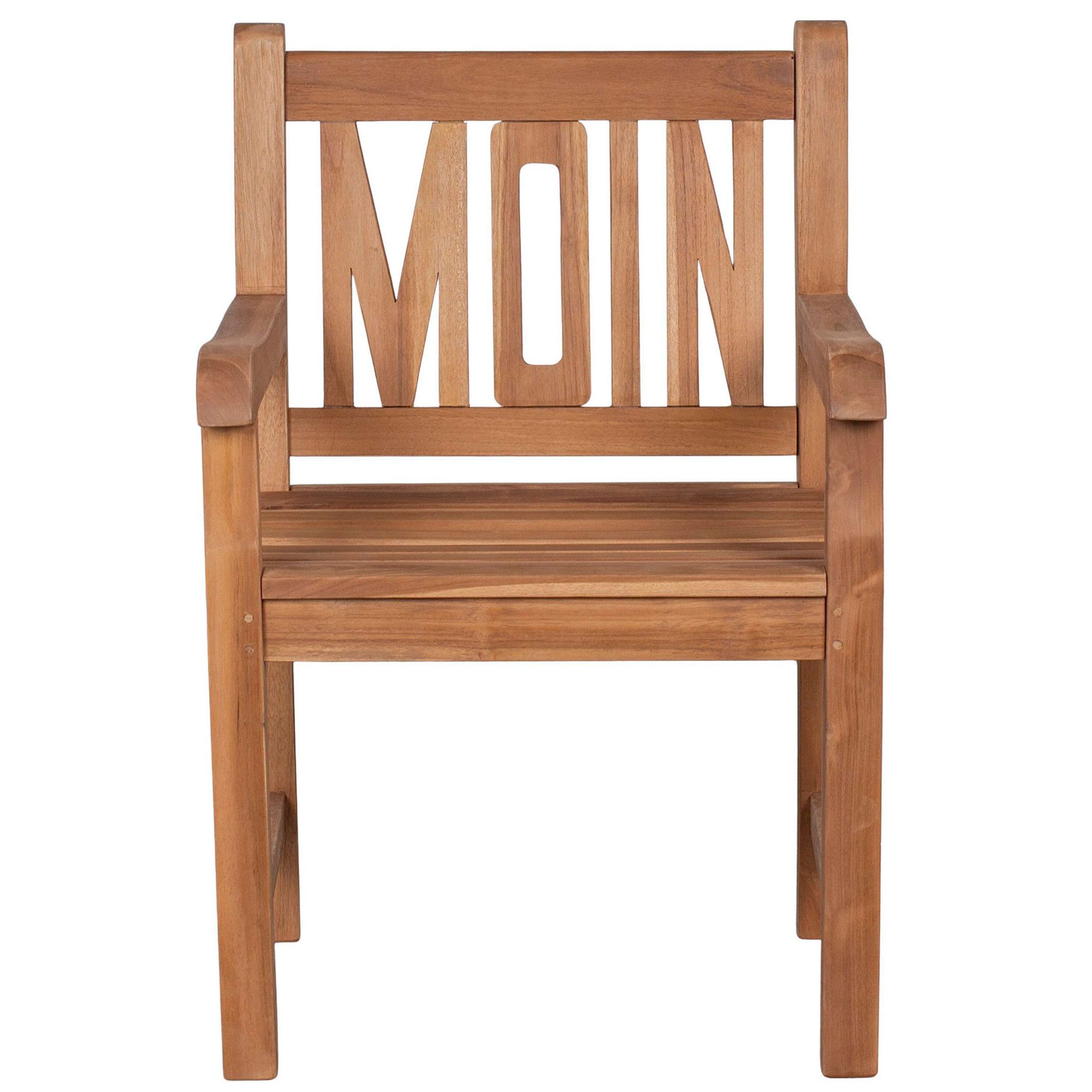 bene living Gartensessel MOIN - Teakholz (1-St), geschwungende Armlehnen - Rückenlehnen mit MOIN-Motiv