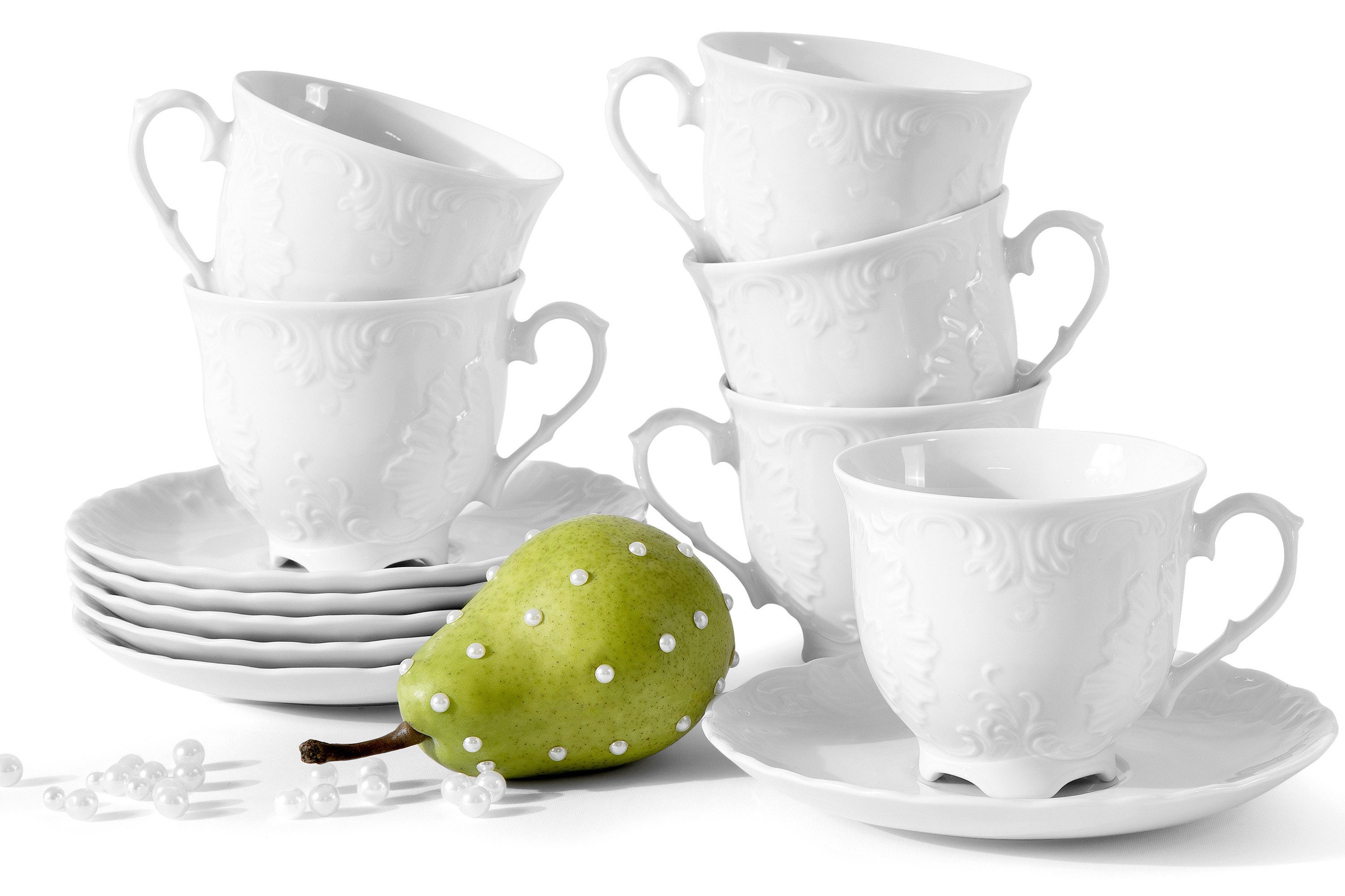 KONSIMO® Чайный сервиз CMIELOW ROCOCO Geschirr-Set, Hochwertiges Premium-Porzellan (12-tlg), 6 Personen, Porzellan, elegante Dekorationen, zeitloses Design, handgefertigt