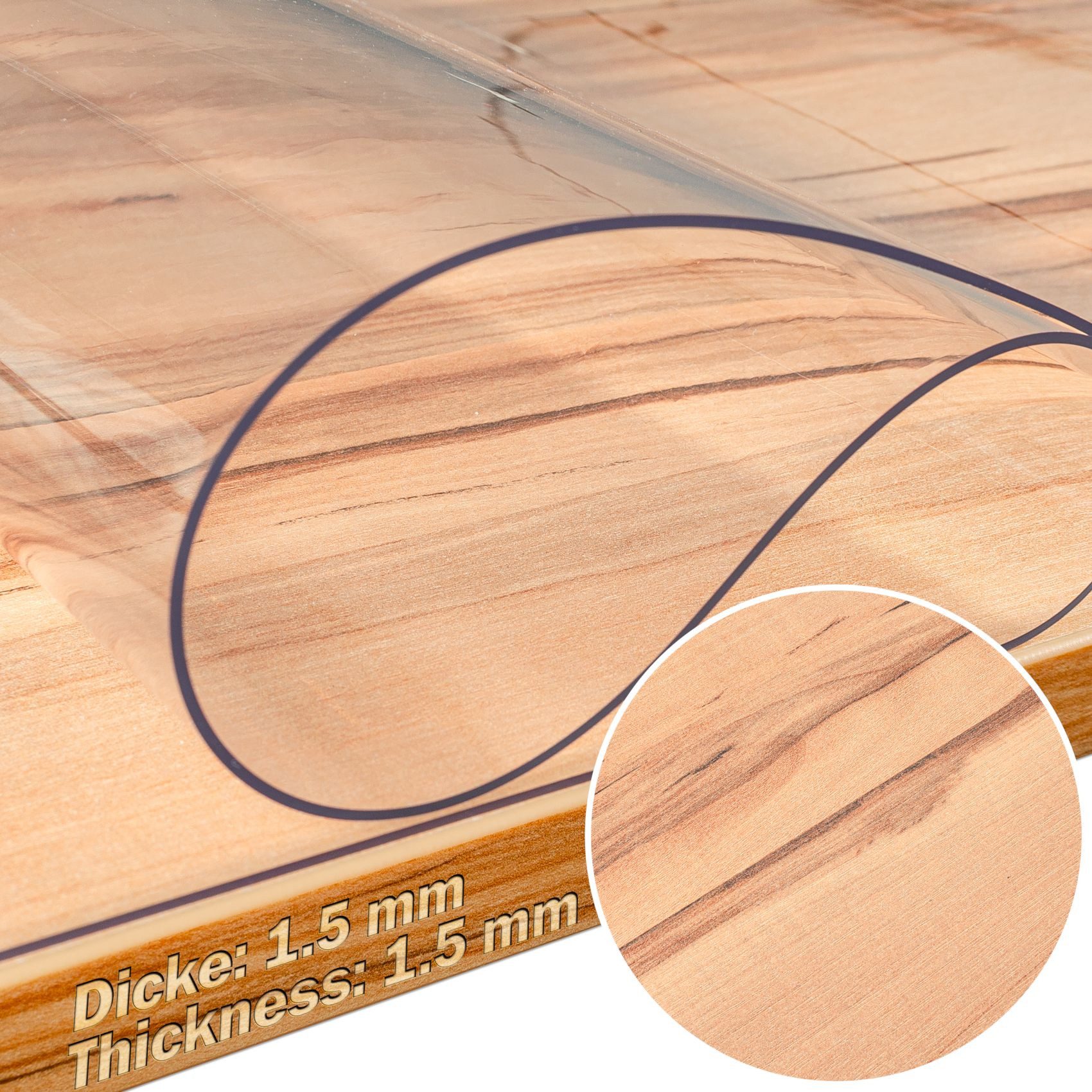 ANRO Tischdecke KLARA wasserdicht 1,5mm Tischschutzfolie glasklar glatt Geruchsneutral (Rolle 1-tlg, eine Folie), Pflegeleicht 70x100cm Uni-Einfarbig Transparent