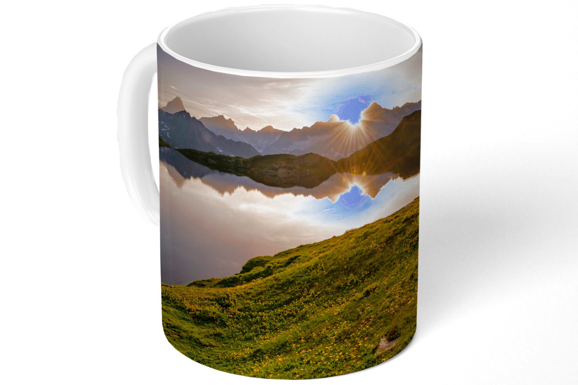 Becher, Teetasse, Schweiz Keramik, Kaffeetassen, Geschenk Teetasse, - Alpen Wasser, - MuchoWow Tasse