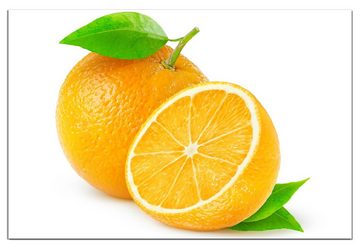 Wallario Wandfolie, Saftige Orangen vor weißem Hintergrund, wasserresistent, geeignet für Bad und Dusche