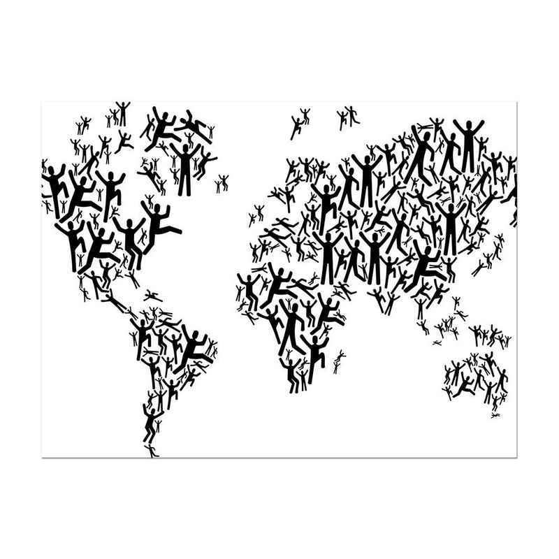 Bilderdepot24 Leinwandbild Weltkarte Piktogramm Mensch, Landkarten