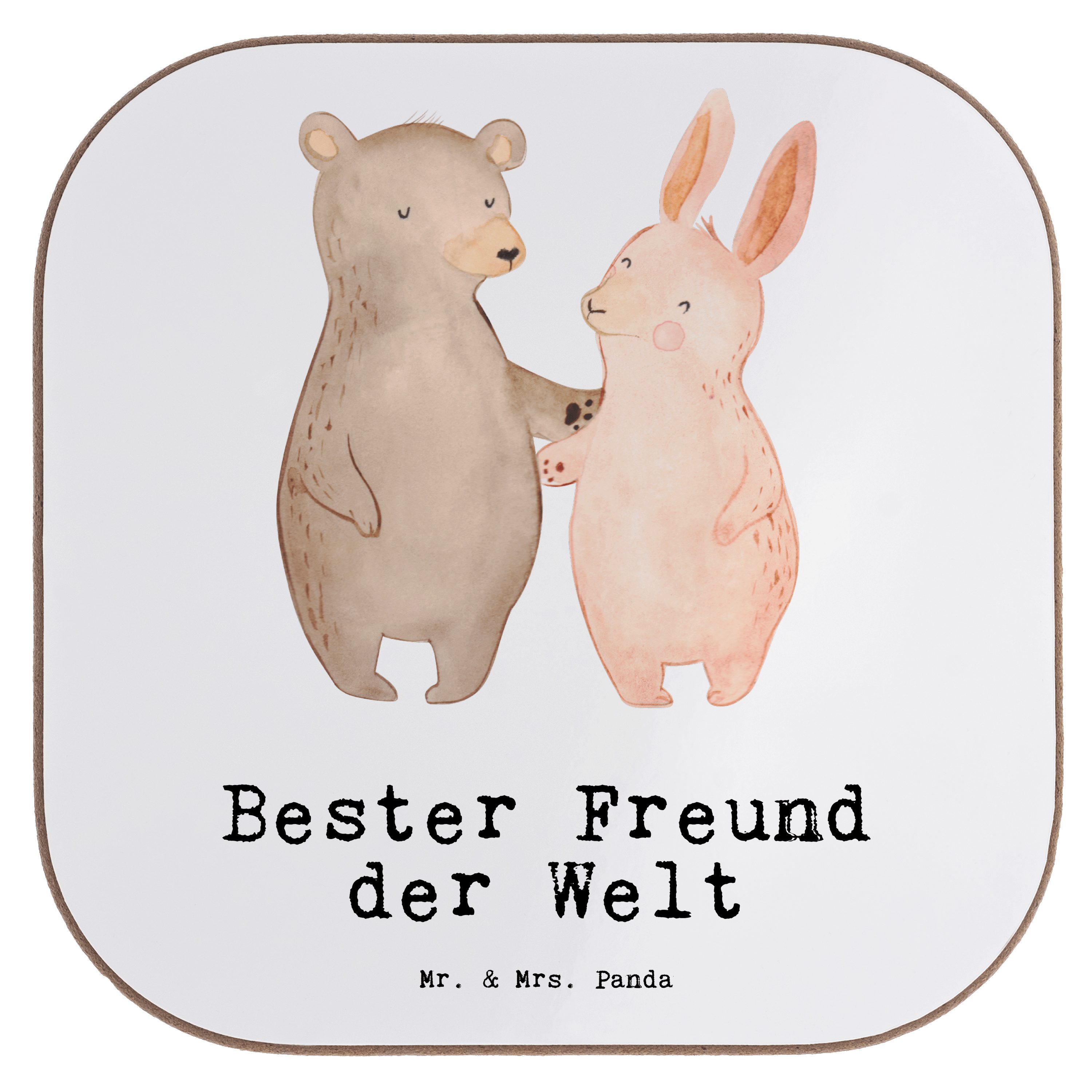 Mr. & Mrs. Panda Getränkeuntersetzer Hase Bester Freund der Welt Weiß