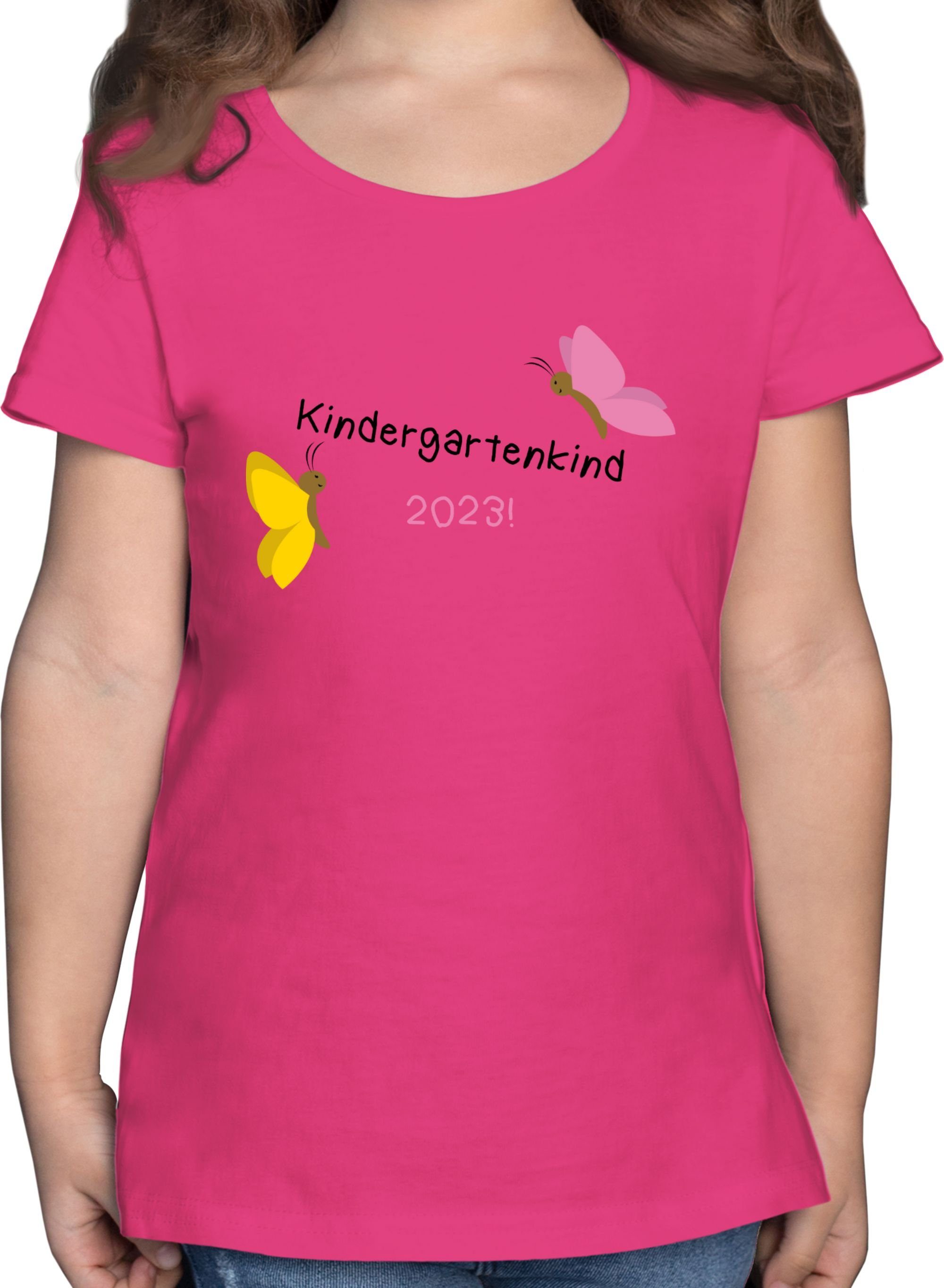 Shirtracer T-Shirt Kindergartenkind 2023 Schmetterlinge Hallo Kindergarten 1 Fuchsia