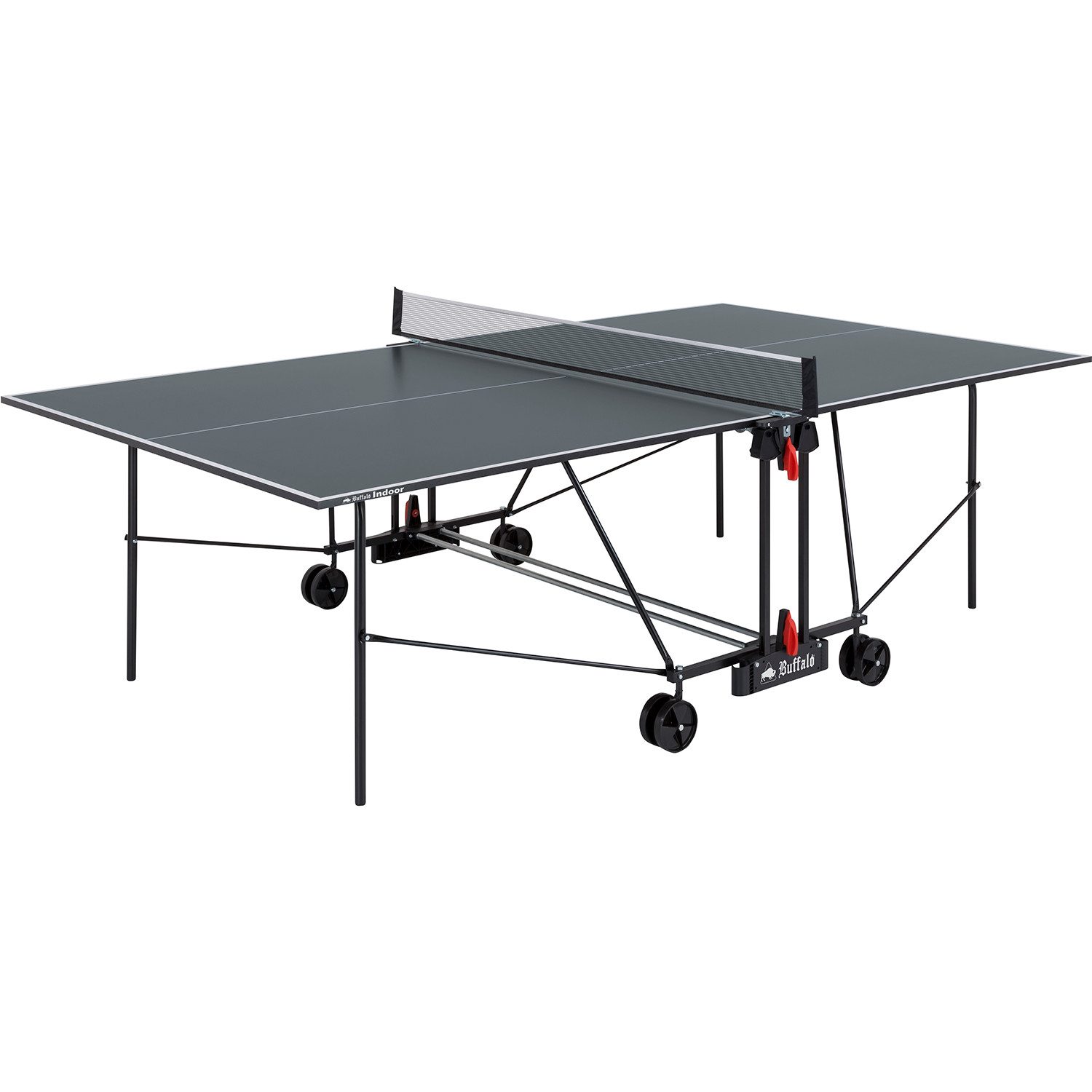 Buffalo Tischtennisplatte Basic Indoor Tischtennisplatte Grau - zusammenklappbar