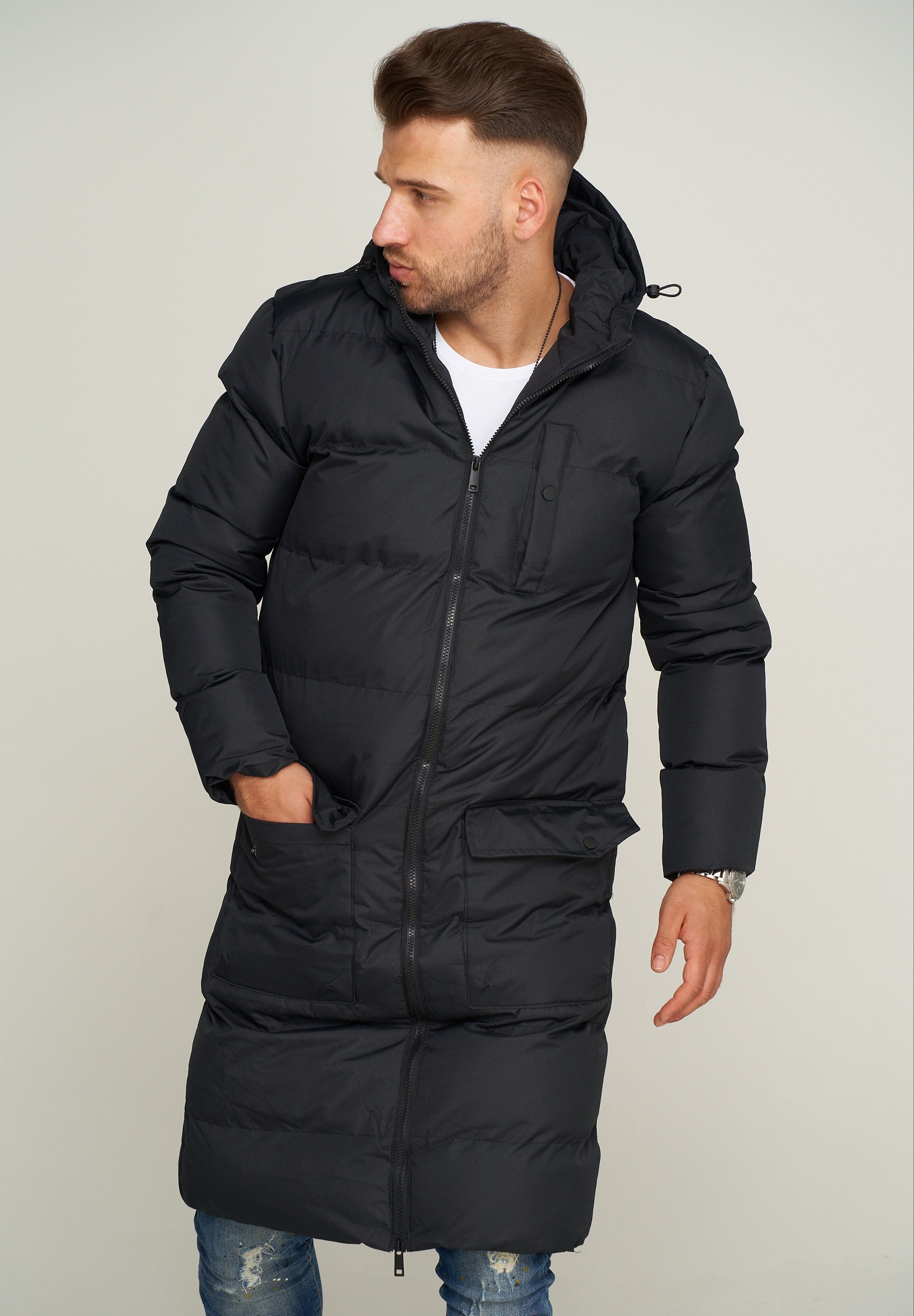 SOULSTAR Parka mit Kapuze als Langer Steppmantel - Winterjacke S2KANSK Herren warmer Wintermantel Pufferjacke Steppjacke – Bild 5 von 5