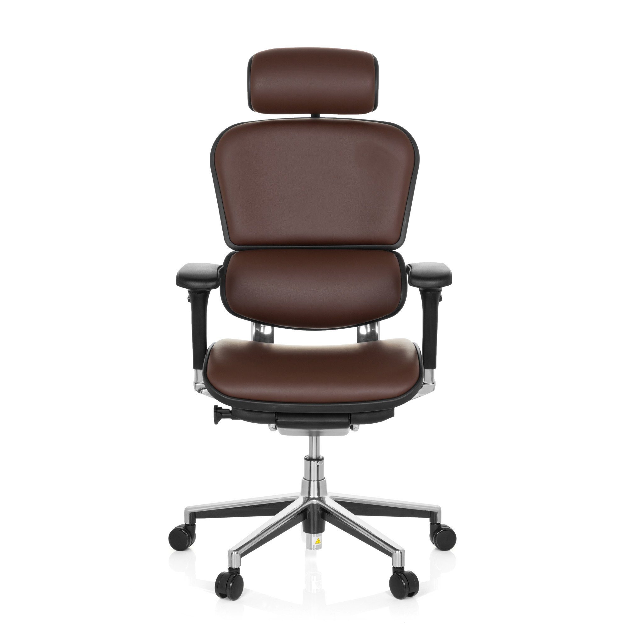 (1 ERGOHUMAN Leder OFFICE St), Luxus Drehstuhl Chefsessel Dunkelbraun ergonomisch hjh Bürostuhl