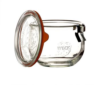 WECK Einmachglas Tulpenglas 580ml mit Deckel RR 100 Glas Weckgläser Klammern Ringen, Glas, (6-tlg)