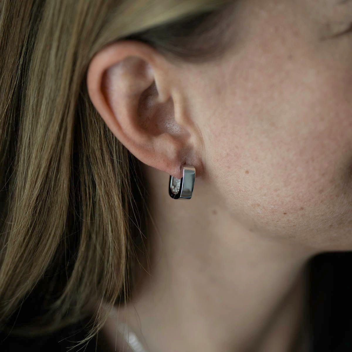 Materia Paar Creolen Damen Ohrringe SIlbercreolen eckig breit SO-228, 925 S günstig online kaufen