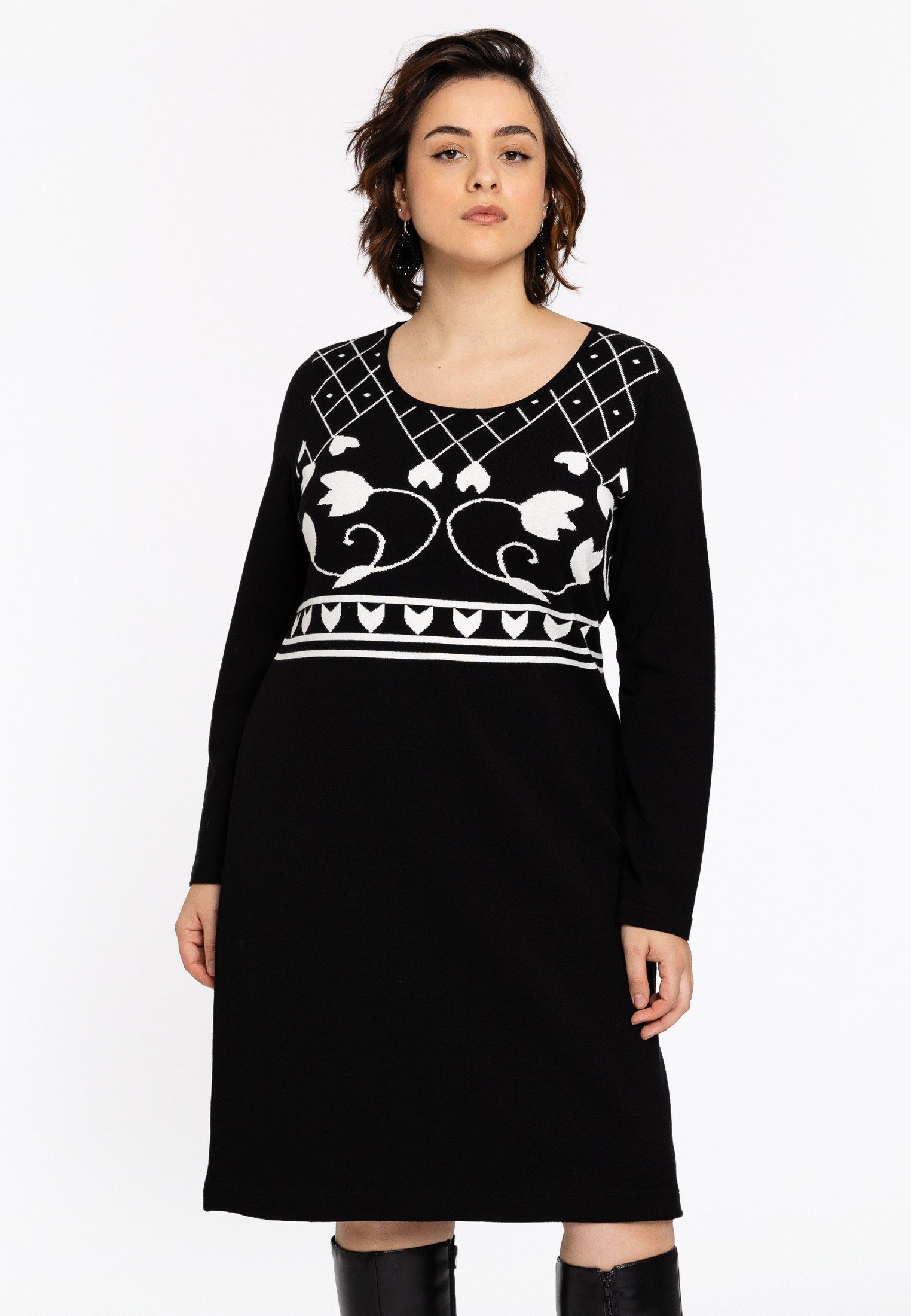 YOEK Midikleid Damen Kleid mit Langarm mit langen Ärmeln