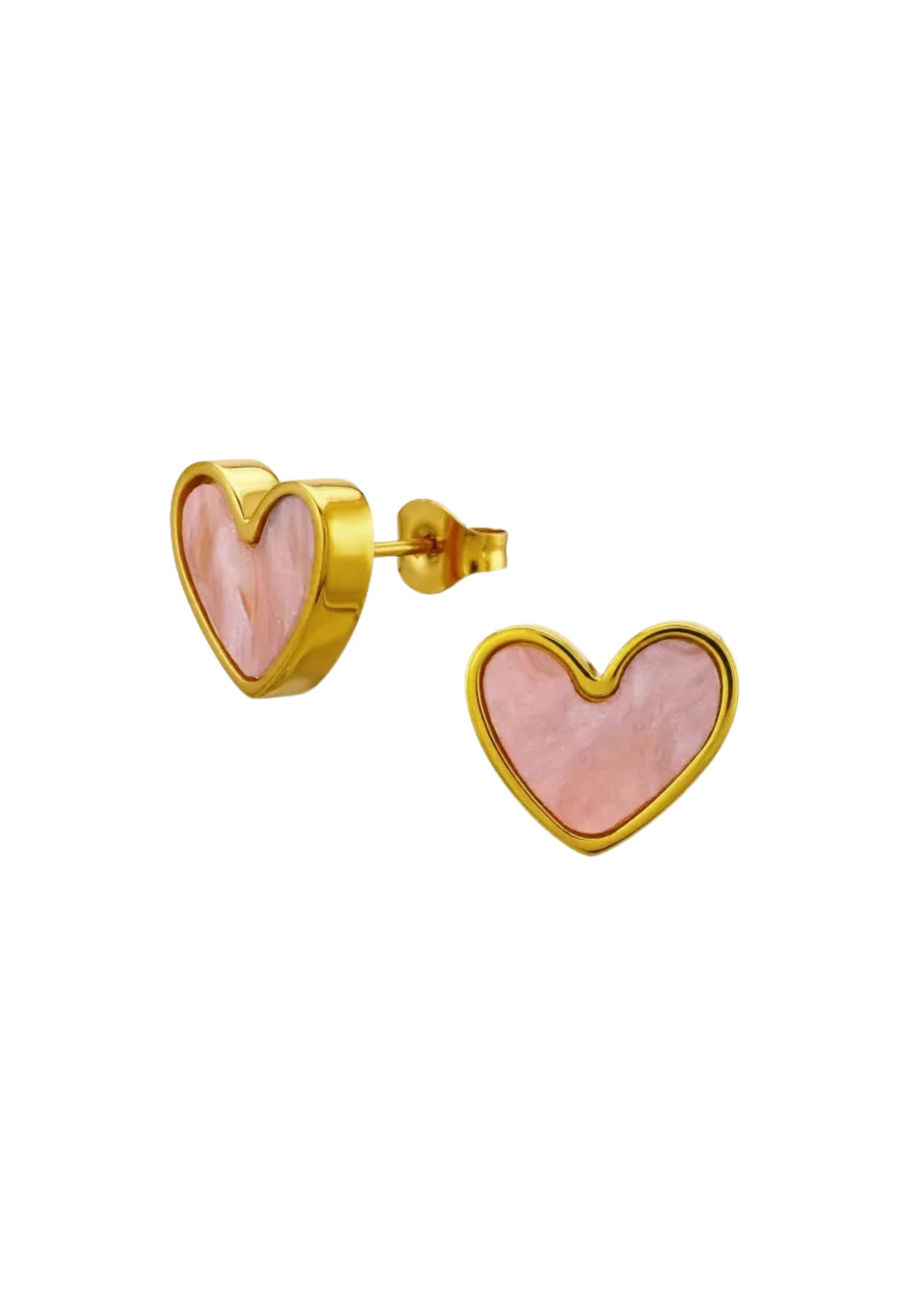 Diademita Paar Ohrstecker Herz-Ohrstecker aus Edelstahl in Goldfarbe mit Epoxid (Set)