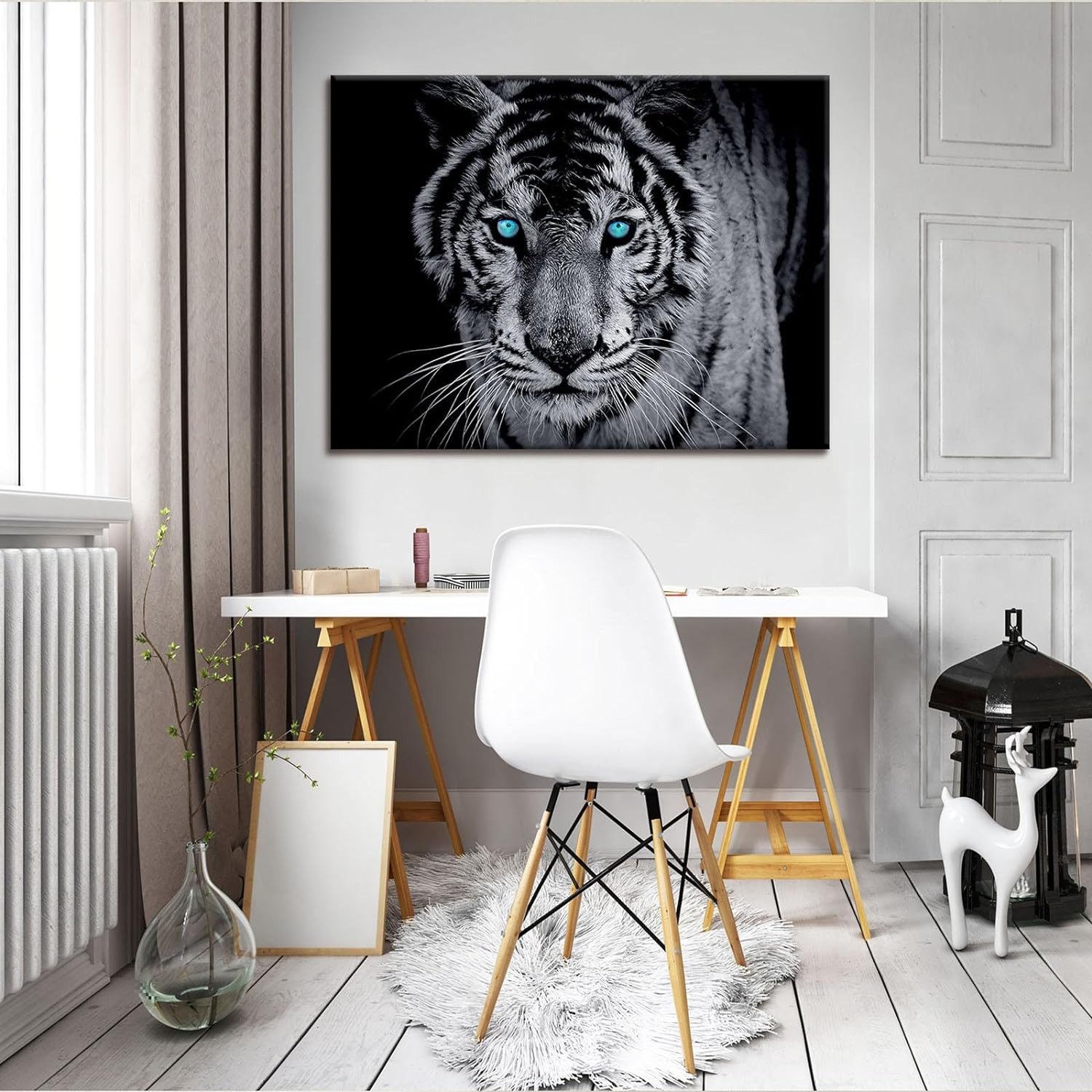 Wallarena Leinwandbild Tiger Tiere schwarz Modern Bild XXL Leinwandbilder B günstig online kaufen