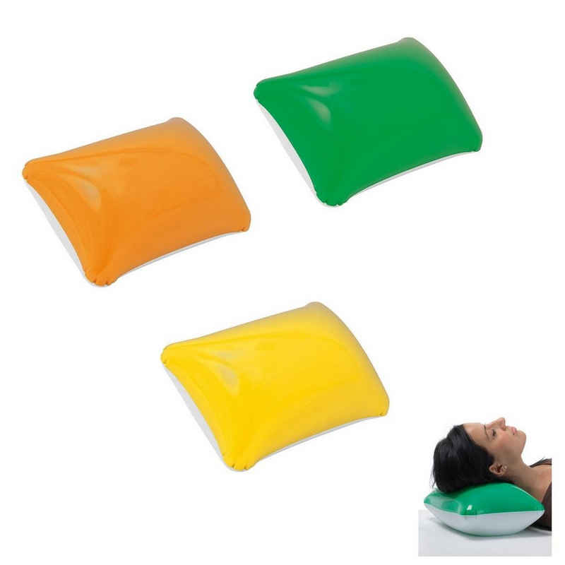 Livepac Office Sitzkissen 3x aufblasbares Kissen / Strandkissen / Farbe: je 1x gelb, grün, orang