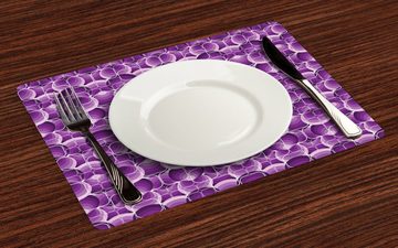 Platzset, Waschbare Stoff Esszimmer Küche Tischdekorations Digitaldruck, Abakuhaus, (4-teilig, 4 Teilig-St., Set aus 4x), Retro Kreise und Quadrate Stadt