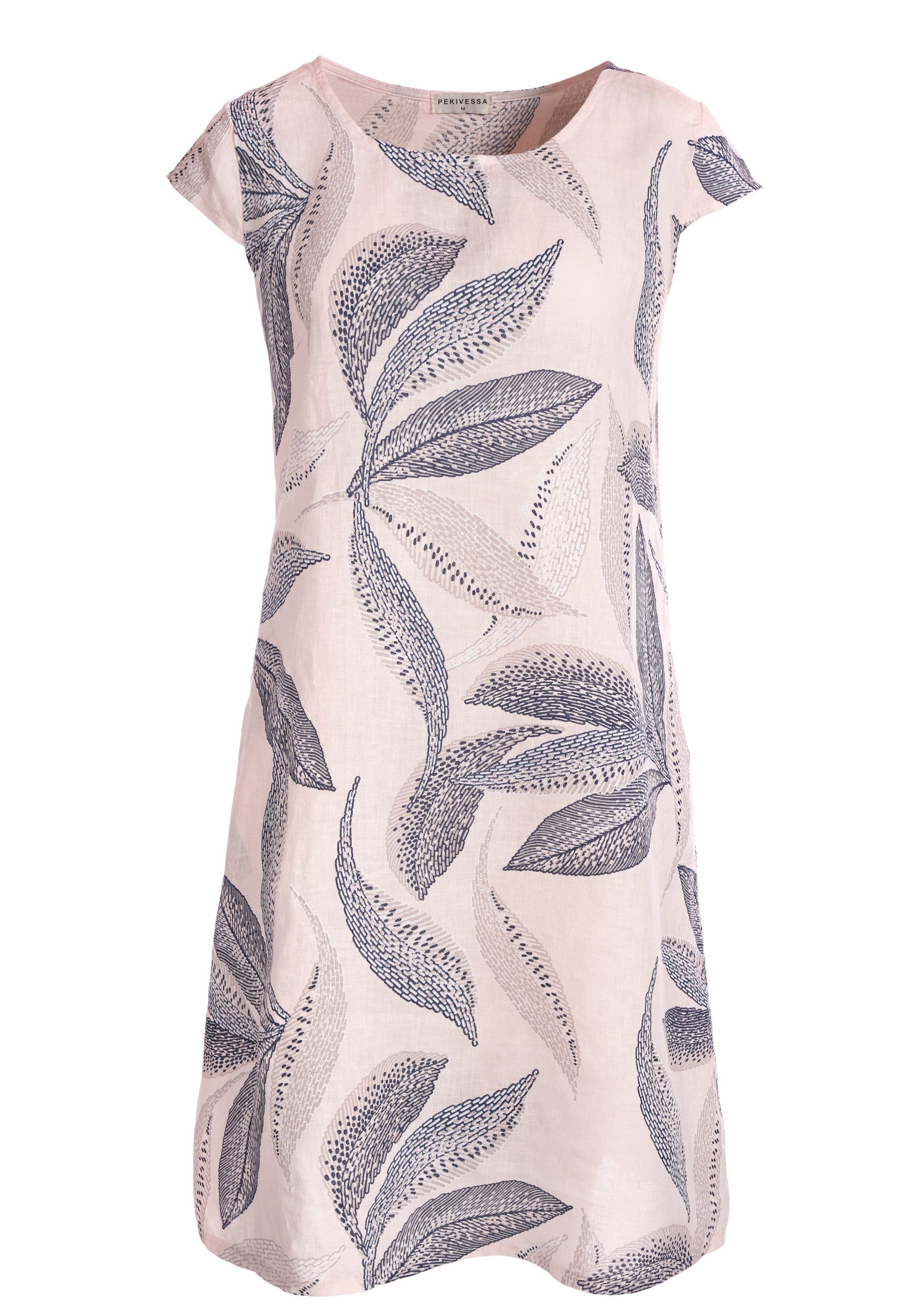 PEKIVESSA Sommerkleid Leinenkleid knielang kurzarm mit günstig online kaufen
