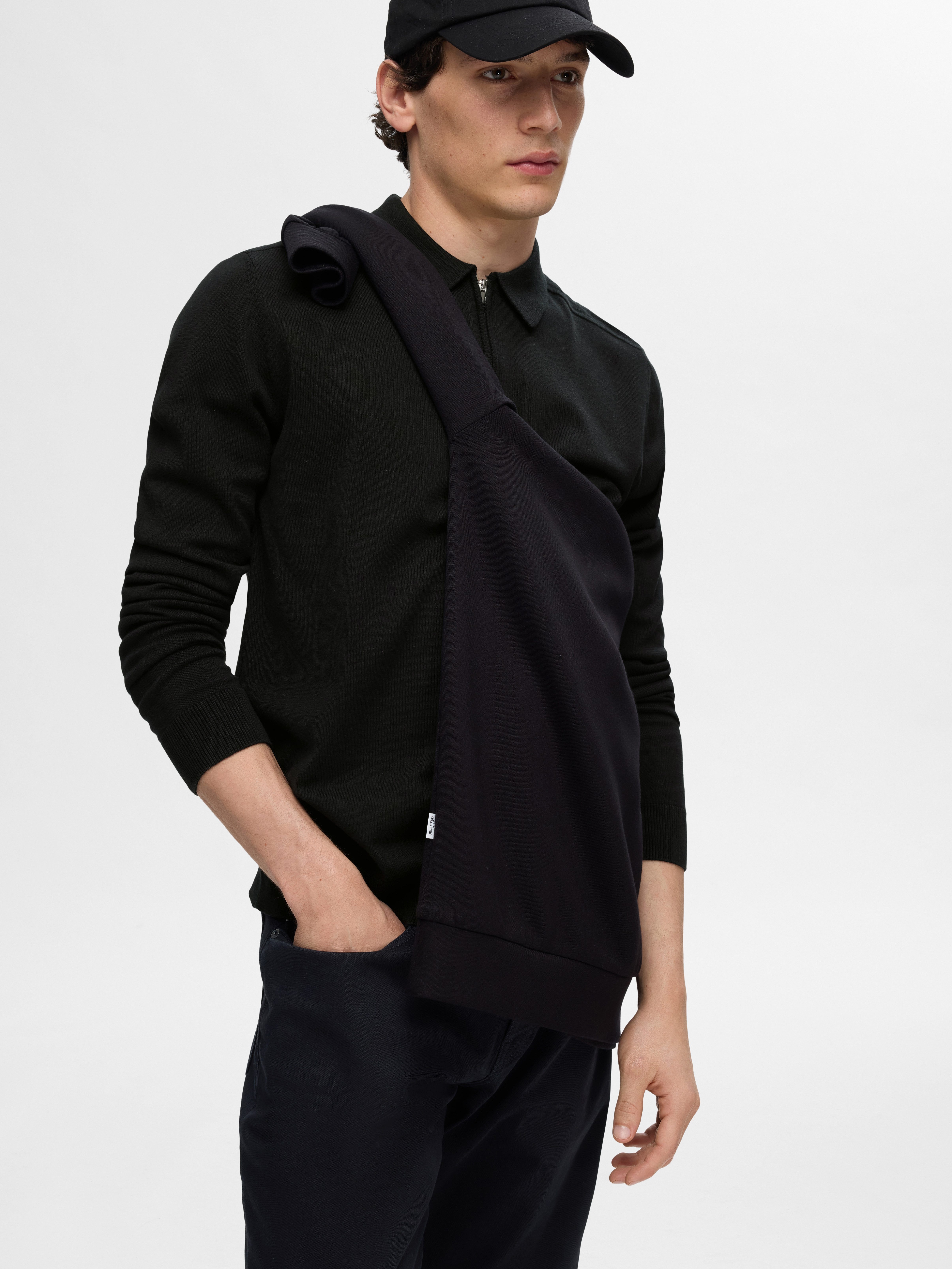 Selected Polokragenpullover SLHBERG LS HALF ZIP POLO NOOS