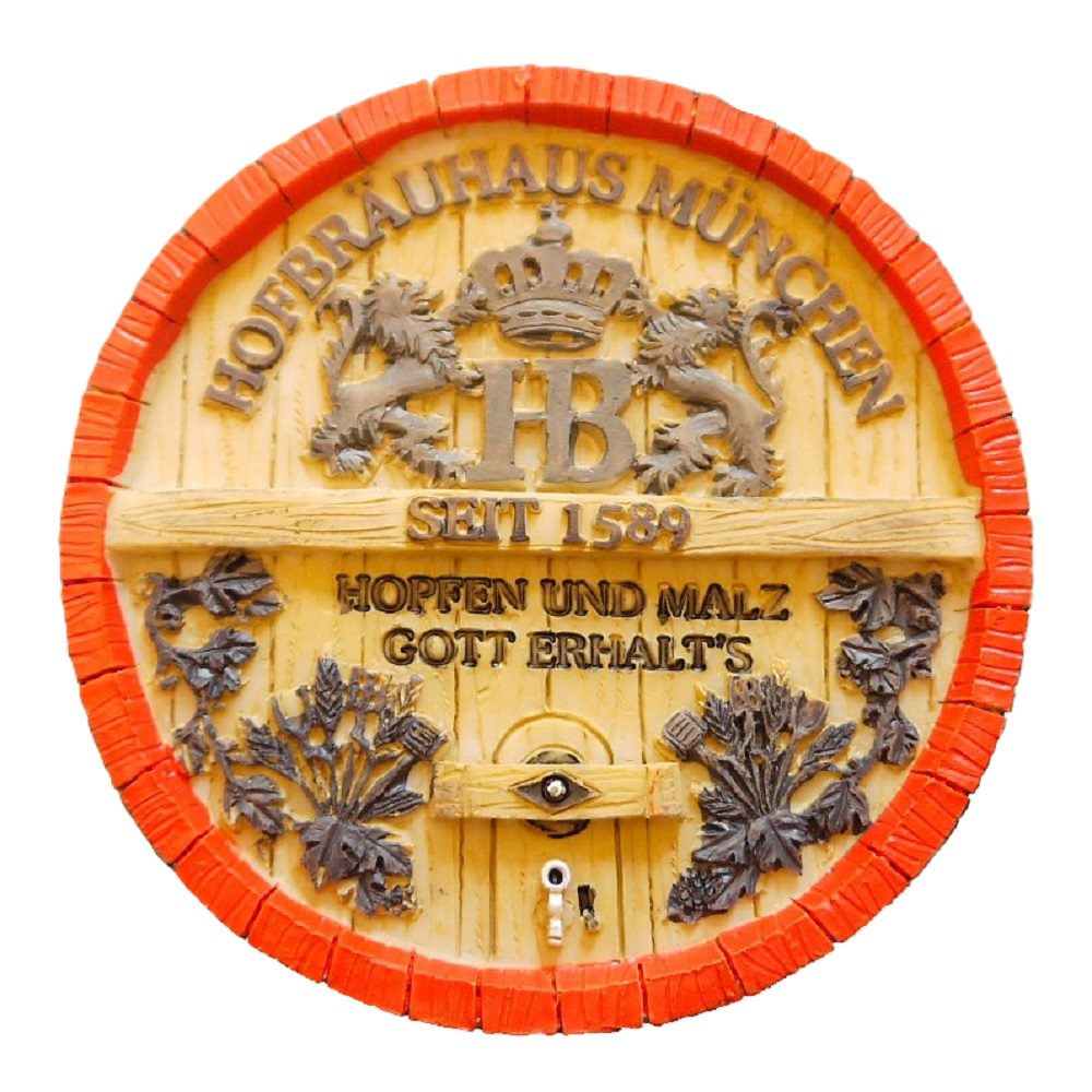 Hofbräuhaus München Magnet HB Magnet „Fassdeckel“ – Rustikales Souvenir mit bayerischem Flair, Größe:	6,7 cm Ø, Material: Polyresin