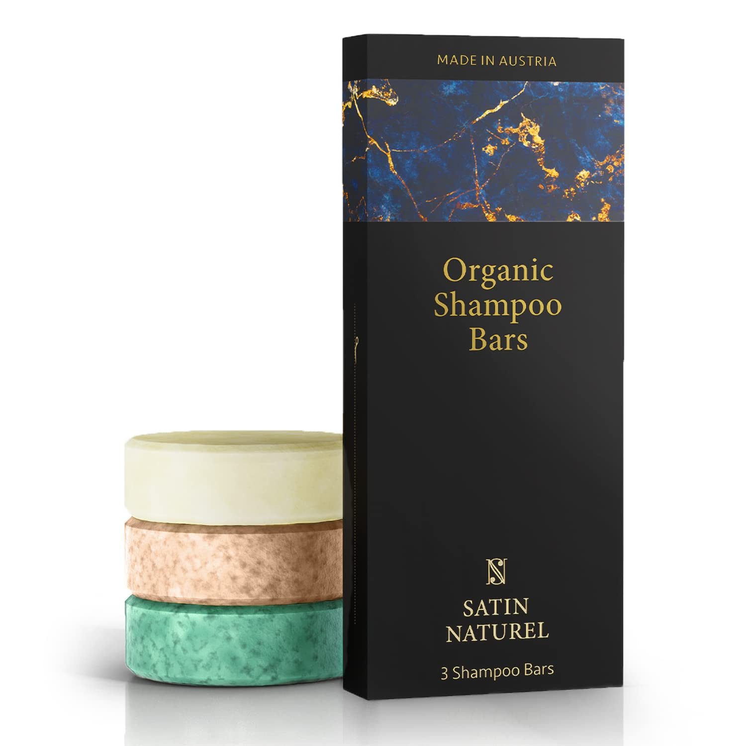 Satin Naturel Haarpflege-Set Festes Shampoo Set, 3 Shampoo Bar je 60g, 1-tlg.