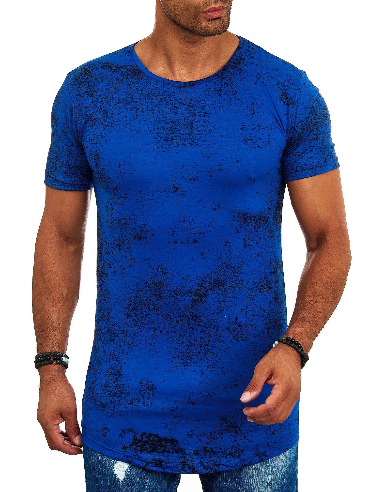 OneRedox T-Shirt TS-1539 (Shirt Polo Kurzarmshirt Tee, 1-tlg) Fitness Freizeit Casual Blau