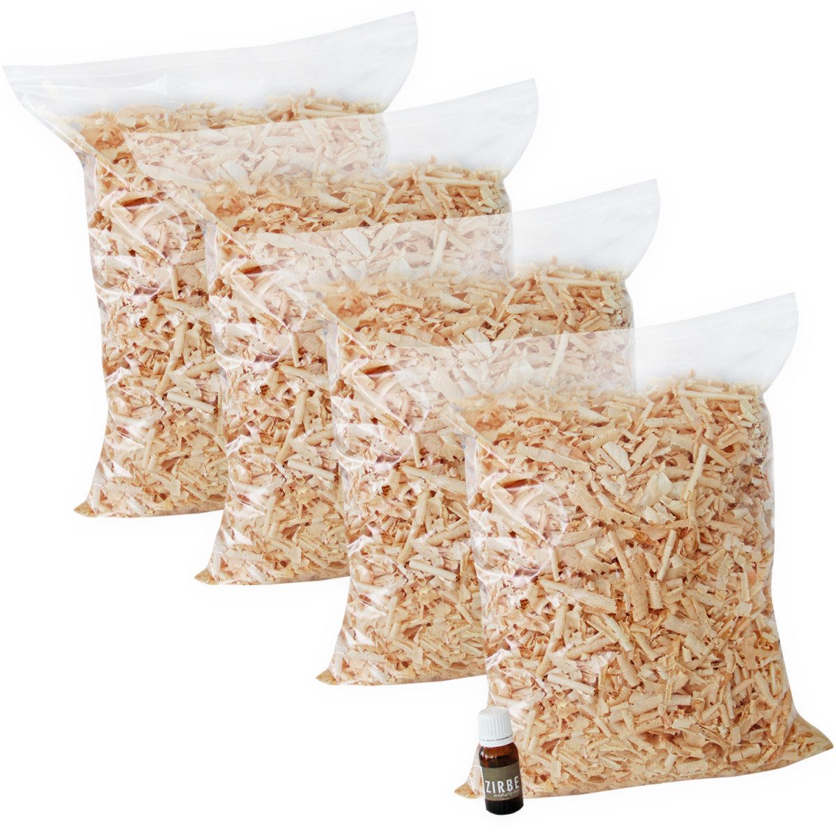 Heubergshop Zirbenkissen, Nachfüllpack - 1 kg Zirbenspäne + 10ml Zirbenöl