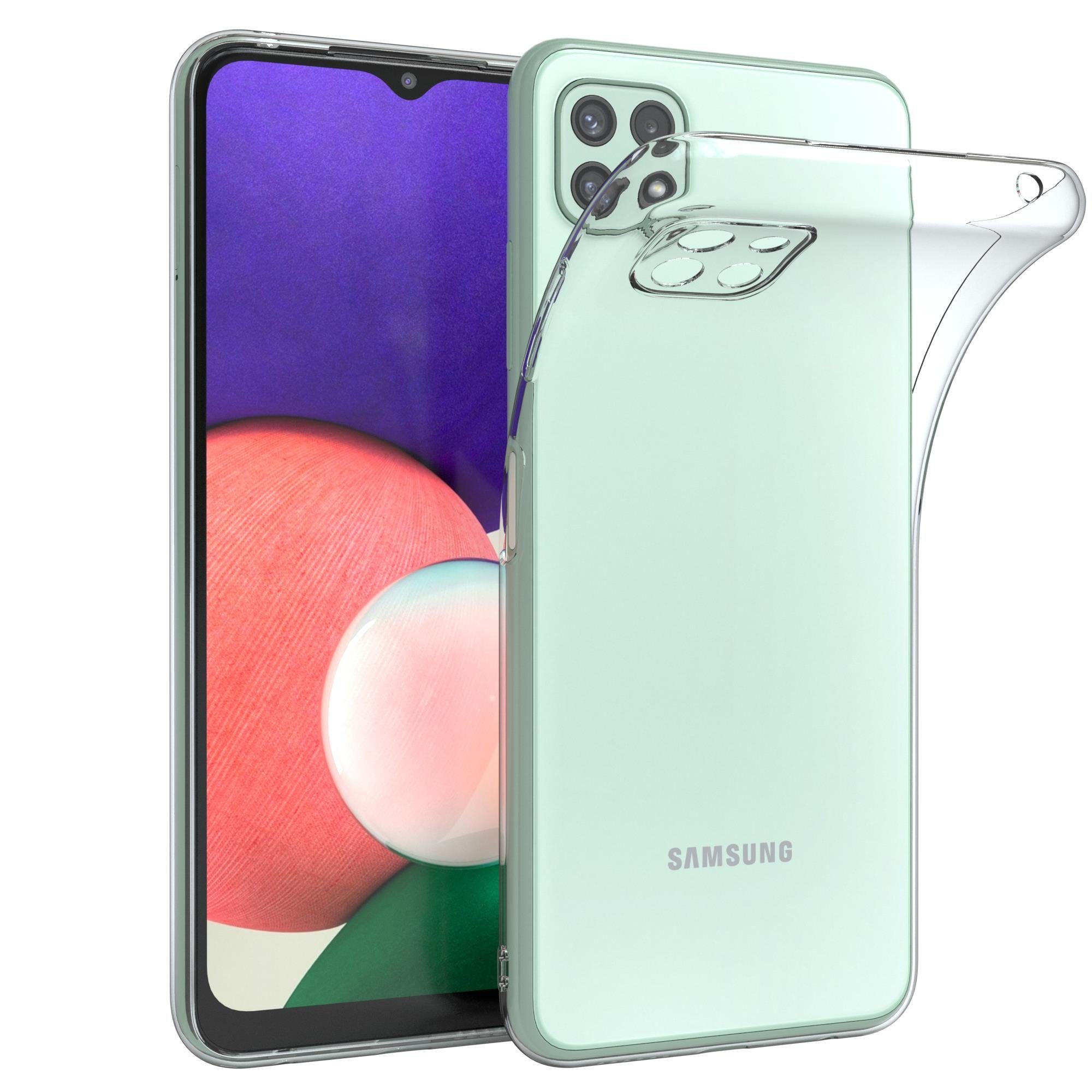 EAZY CASE Handyhülle Slimcover Clear für Samsung Galaxy A22 5G 6,6 Zoll, durchsichtige Hülle Ultra Dünn Silikon Backcover TPU Telefonhülle Klar