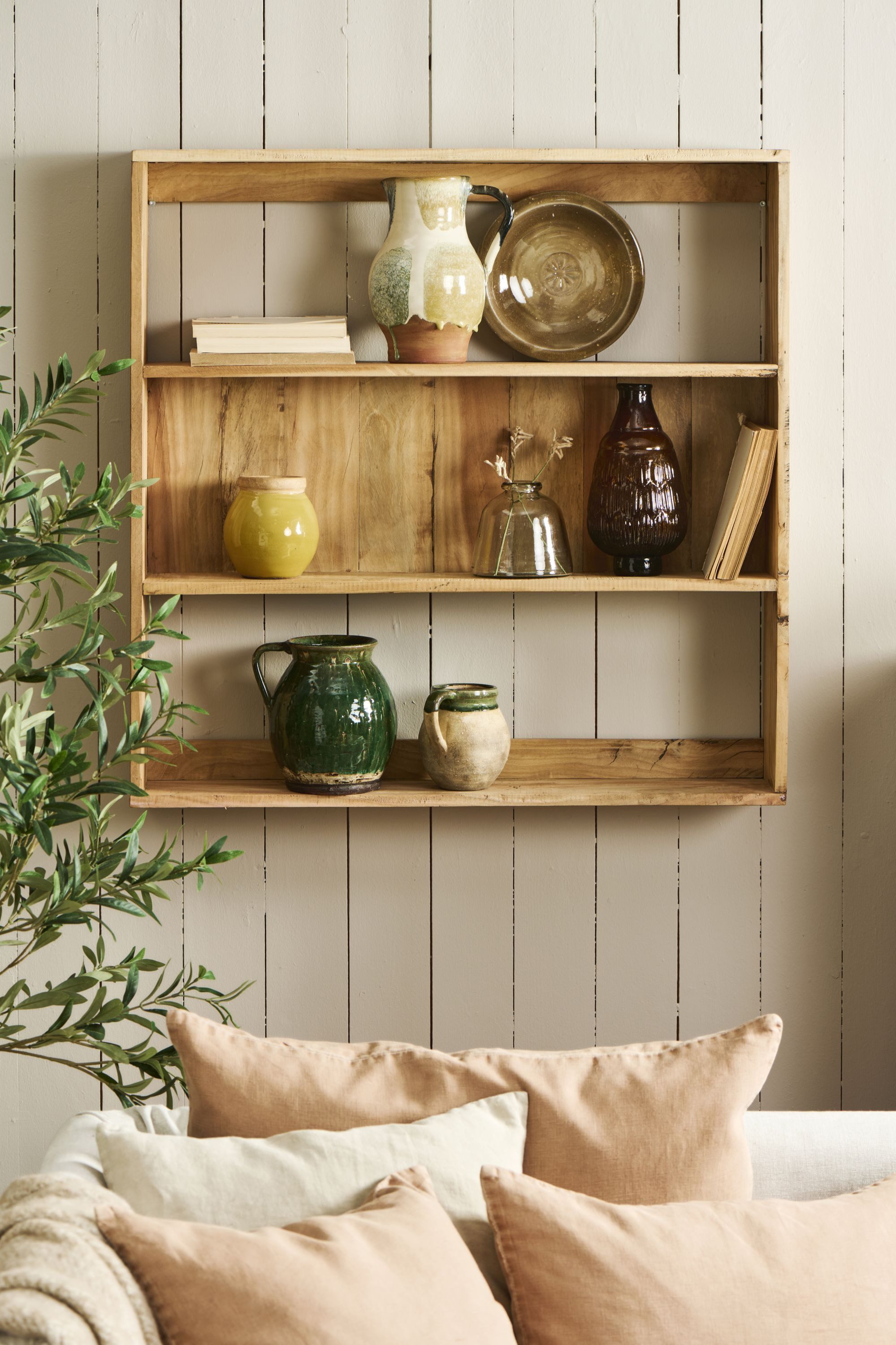 Ib Laursen Wandregal Ib Laursen - Wandregal Regal 3 Fächer teilweiser Rückwand Unika Holz