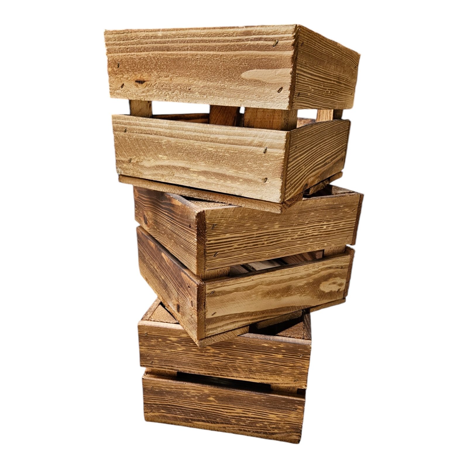 Holzkiste Holzkiste Dekokiste Box 22 x 20 x 15 cm 3er SET Geflammt
