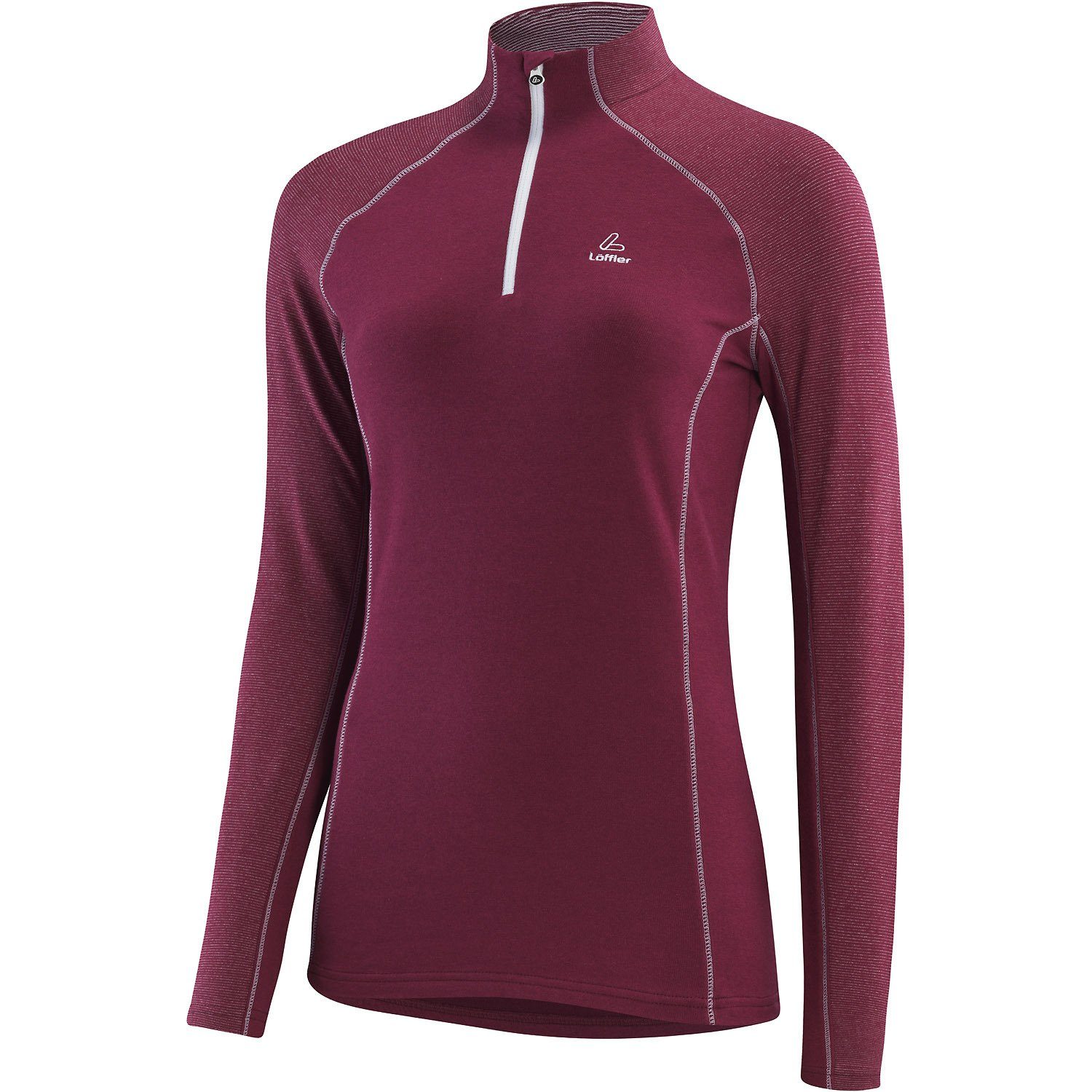 Löffler Fleecepullover Midlayer Fine Stripe Transtex Bordeaux