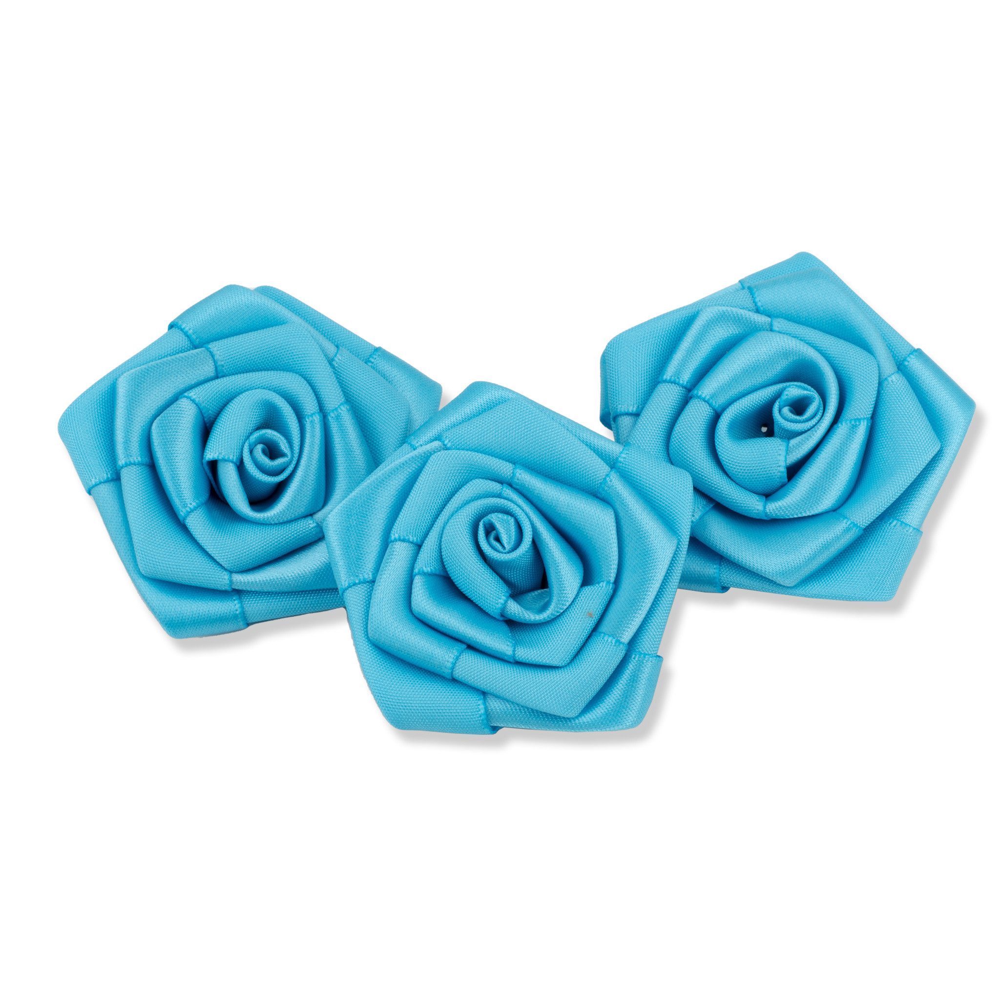 Creativery Streudeko, Satinrosen 6cm zum Ремесло & Aufnähen 3 Stück Türkis