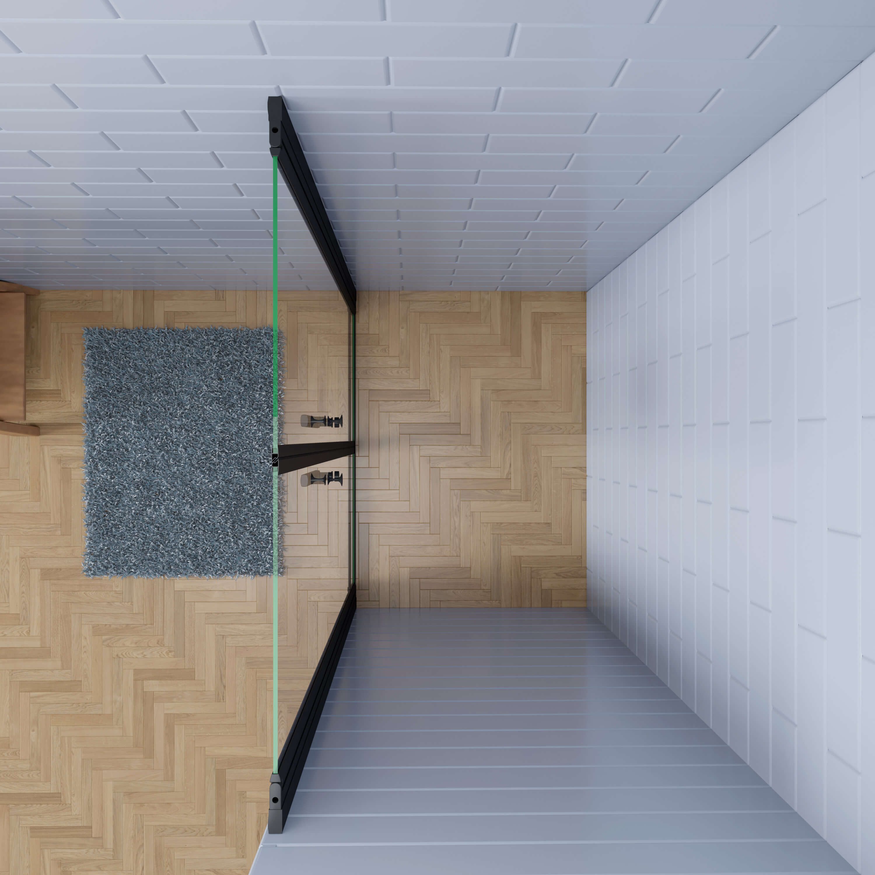 AICA Dusch-Drehtür Duschabtrennung 6 mm Sicherheitsglas Schwarz ohne Duschwanne, 70x180 cm – Bild 4 von 5