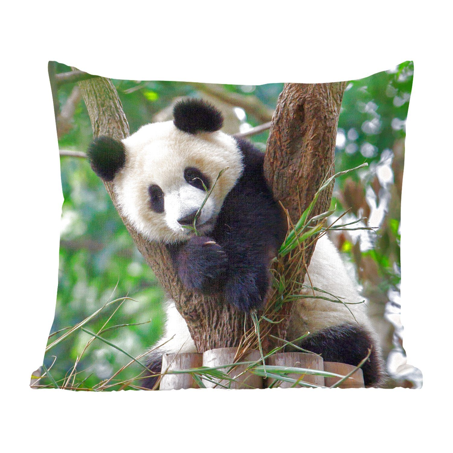 MuchoWow Dekokissen Panda - Tiere - Dschungel - Natur, Zierkissen mit Füllung für Wohzimmer, Schlafzimmer, Deko, Sofakissen