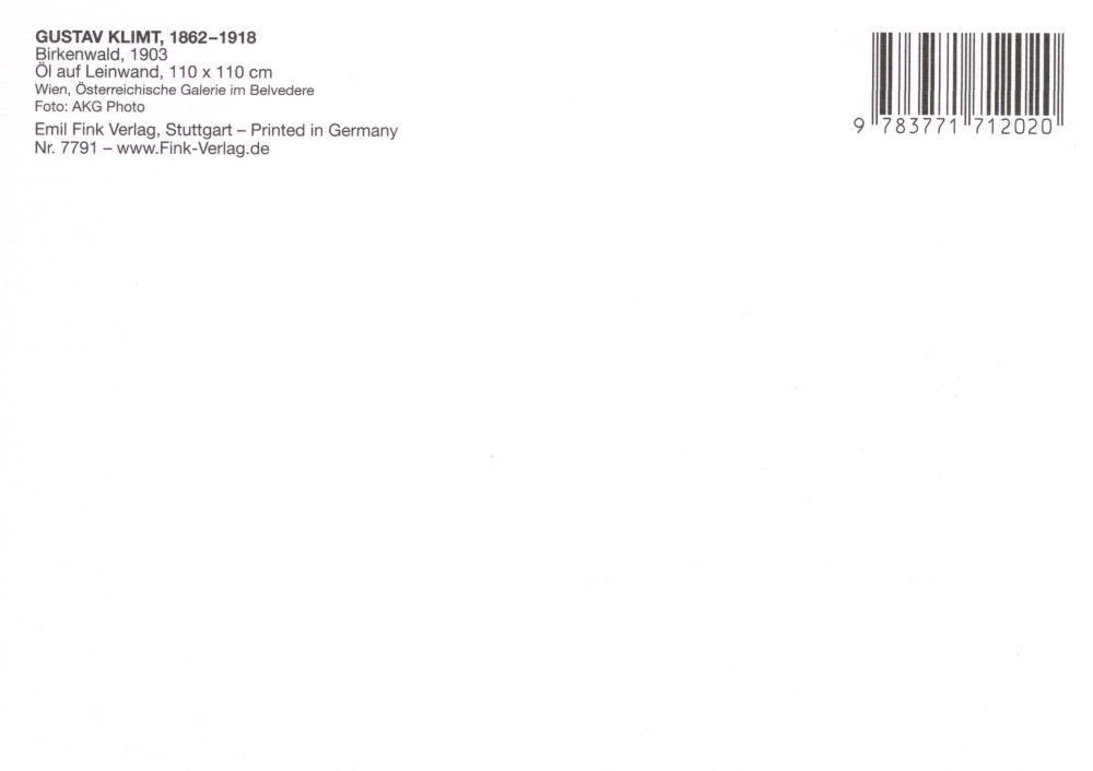 Gustav Klimt "Birkenwald" Kunstkarte Postkarte