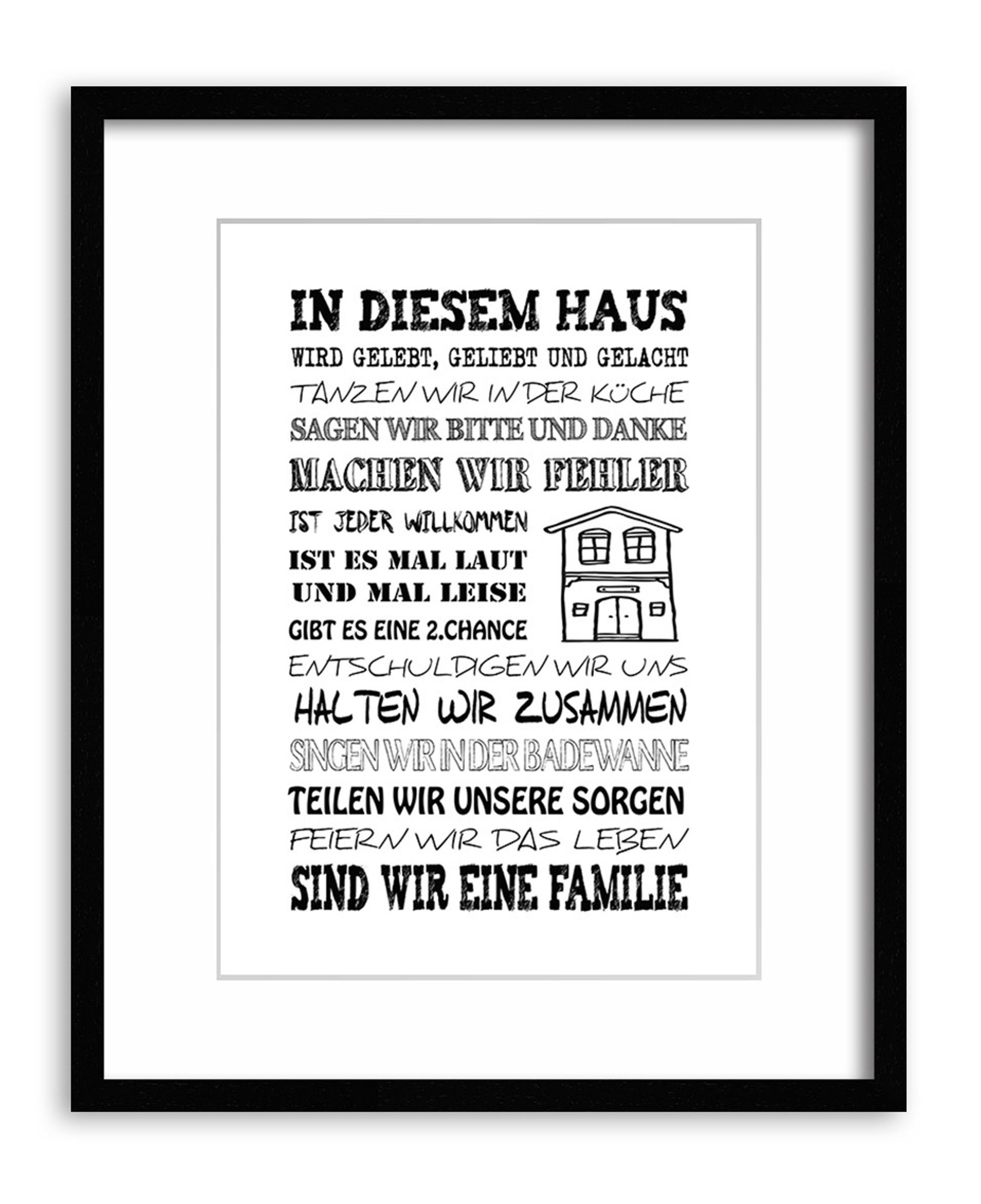 Sprüche: Poster Zitate Hausregeln artissimo Poster und Zuhause, Wandbild mit Hausregeln Bild DinA4 Spruch Sprüche