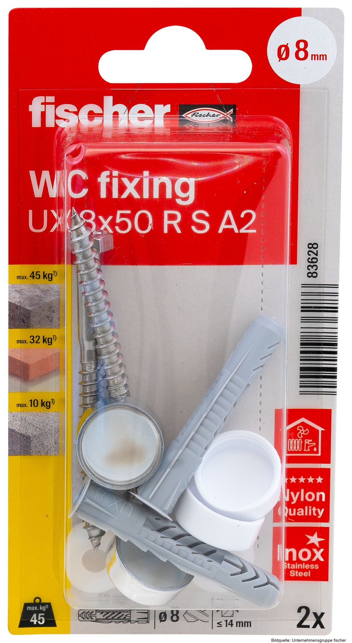 Fischer Bad-Befestigungsset Befestigungs - Set WC N, (2-St)