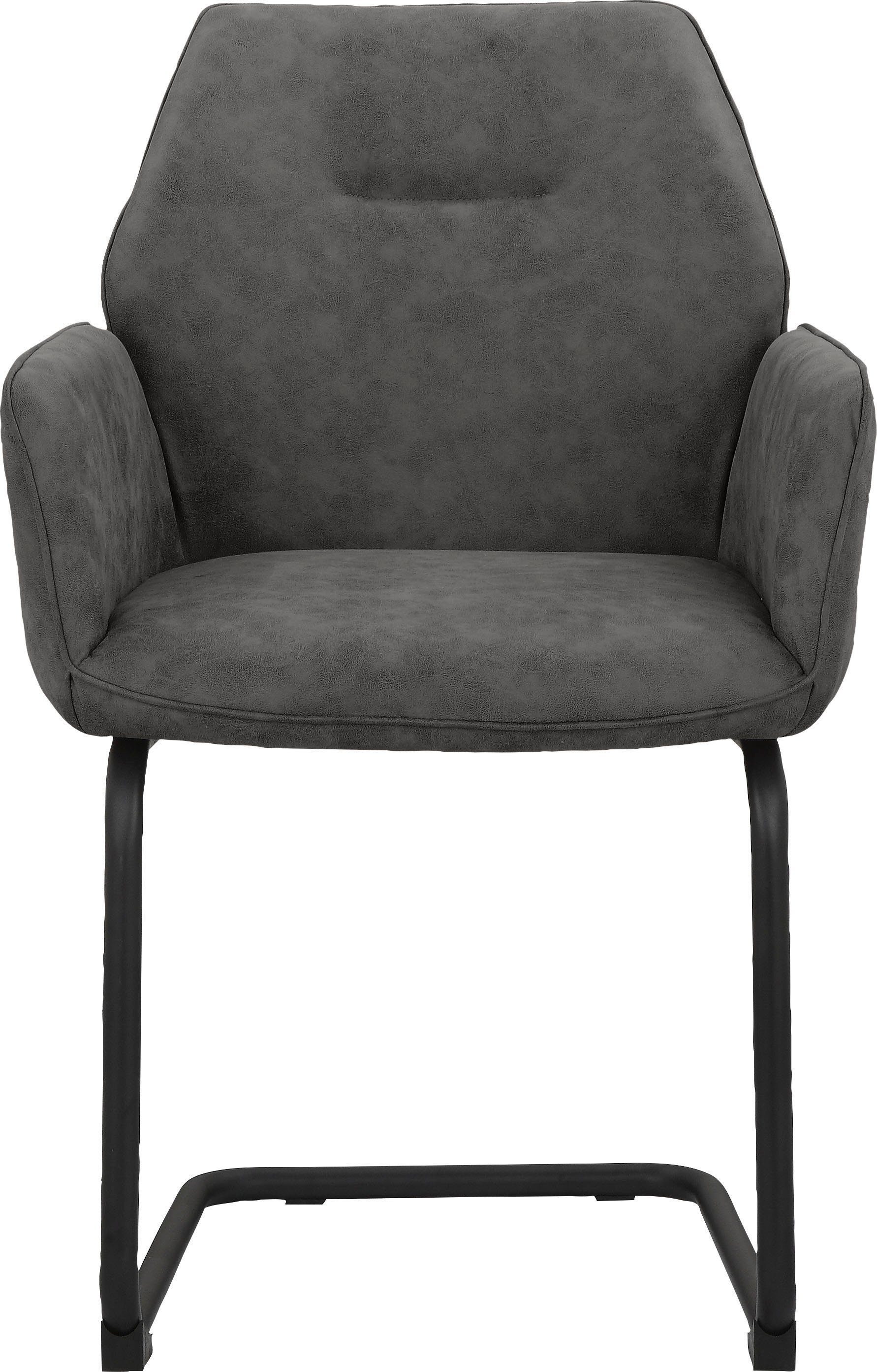 Ginevra Style Rücken | cm Sitz St), anthrazit und aus anthrazit/schwarz of Metall, mit 51 Sitzhöhe Places Gestell Armlehnstuhl (2 gepolstert,