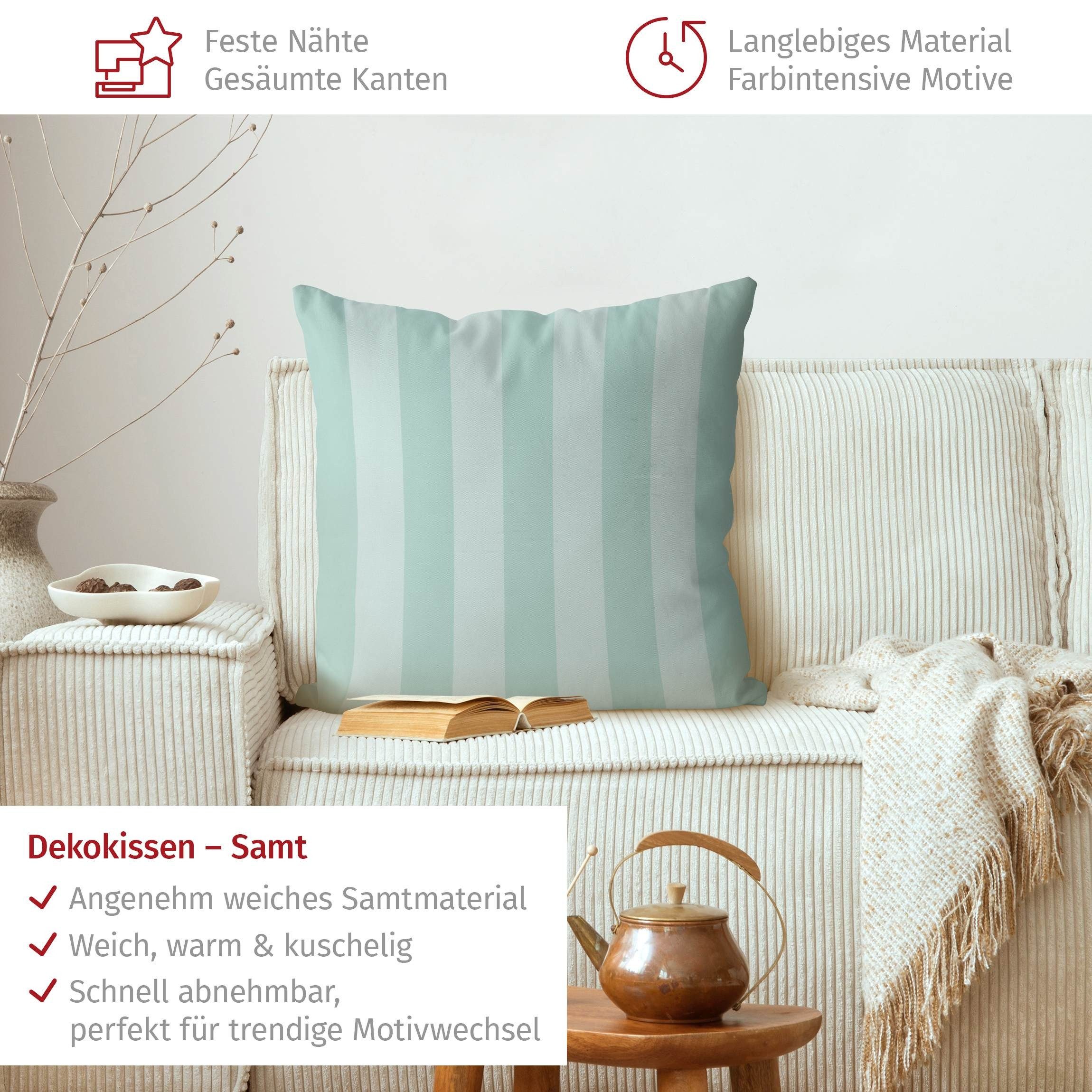Bilderdepot24 Dekokissen drinnen Kissenhülle/ Sofakissen/ Zierkissen türkis Muster, Bezug mit / ohne Füllung Zierkissen Outdoor Sofa Bett