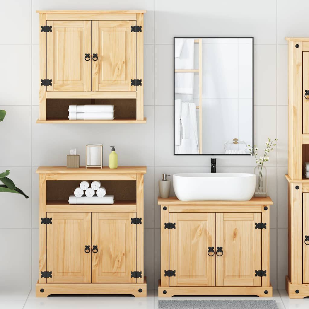 vidaXL Badezimmer-Set 3-tlg. Badmöbel-Set CoronaMassivholz Kiefer, günstig online kaufen
